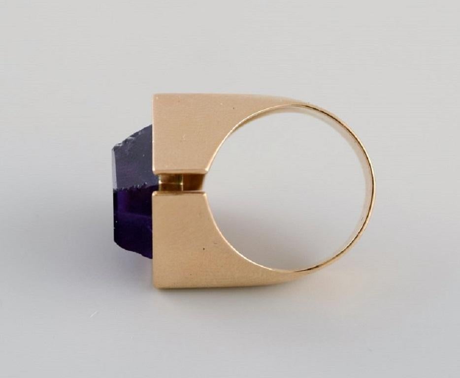 Allan Børge Larsen, Danish goldsmith. Modernist vintage ring in 14 carat gold For Sale 4