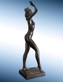 Art Deco Female Nude Bronze Sculpture, "In the Path of the Sun"