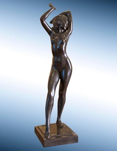 Art-déco-Bronze-Skulptur einer weiblichen Aktskulptur, „In the Path of the Sun“ 