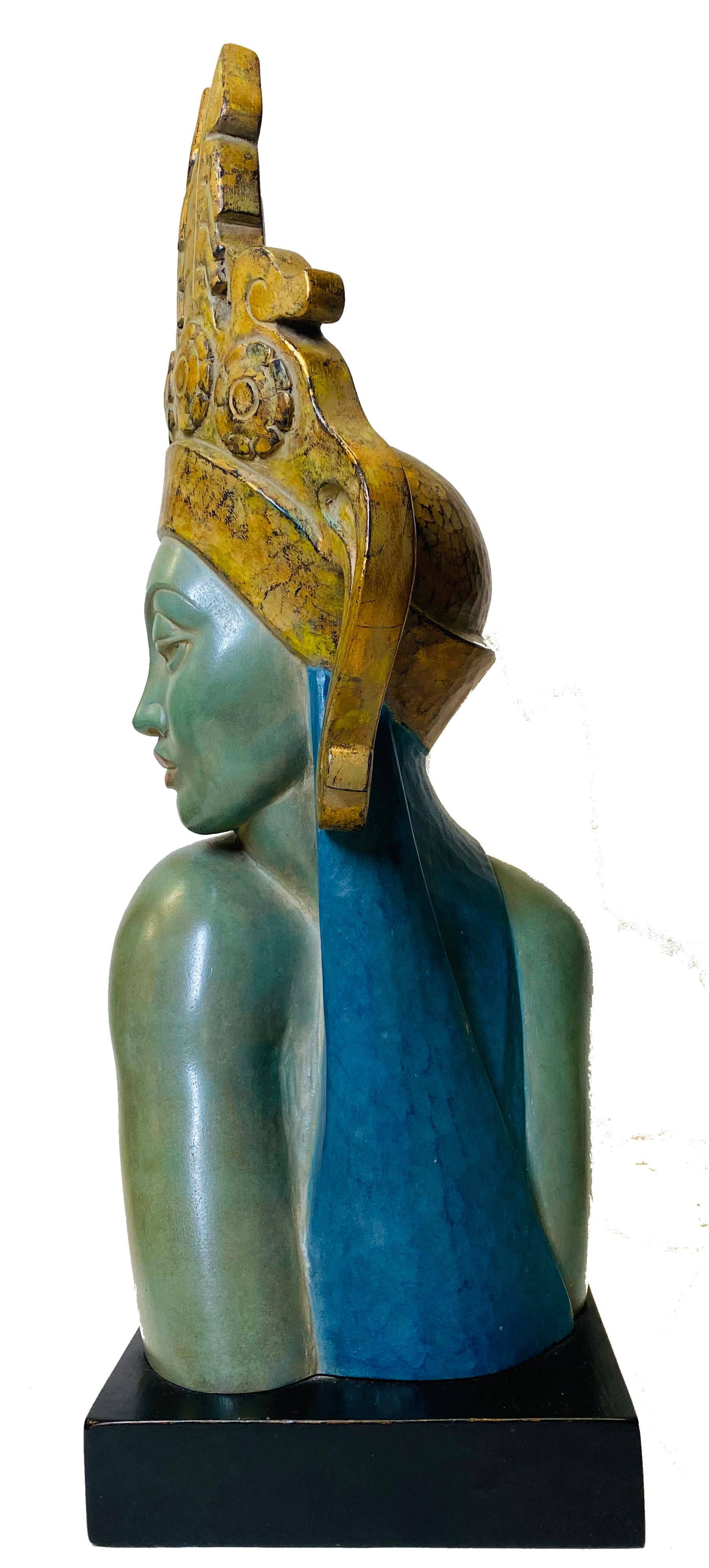 Art Deco Allan Clark, the King's Temptress, Carved and Polychromed Mahogany, ca. 1926/27 For Sale