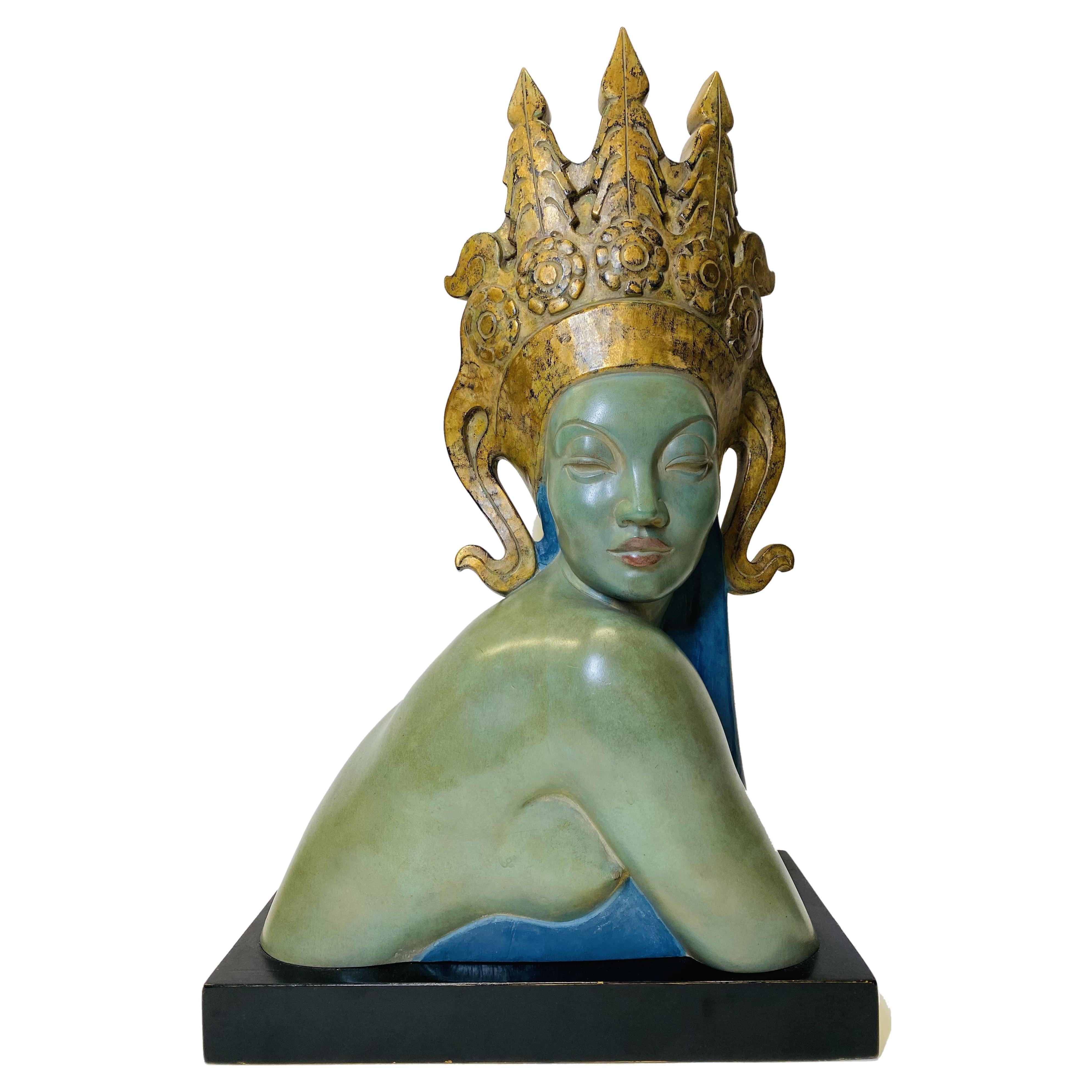 Allan Clark, the King's Temptress, Carved and Polychromed Mahogany, ca. 1926/27 For Sale