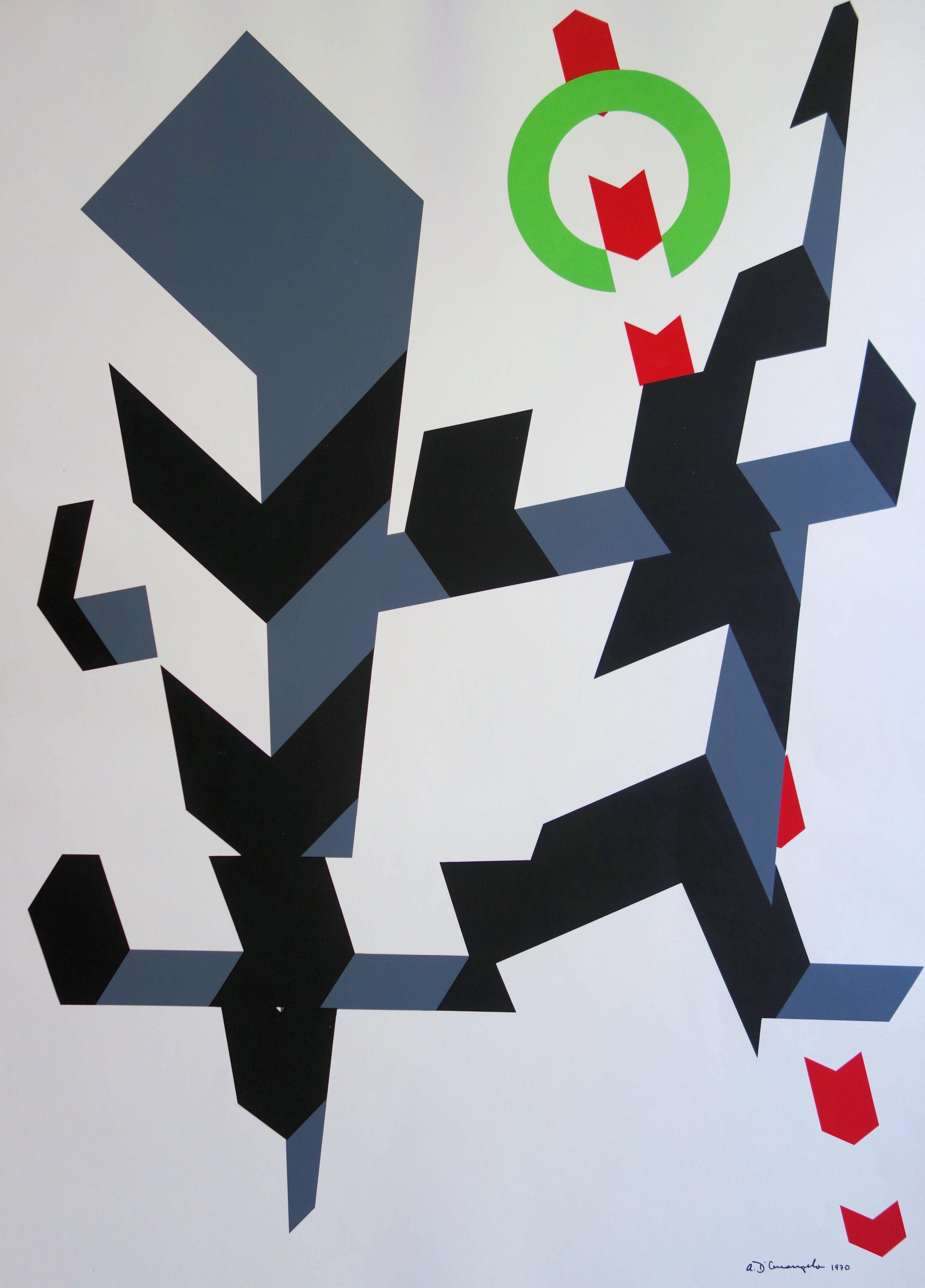 Abstract Cinetic Composition - Screenprint (Olympic Games Munich 1972) - Abstract Geometric Print by Allan D'Arcangelo