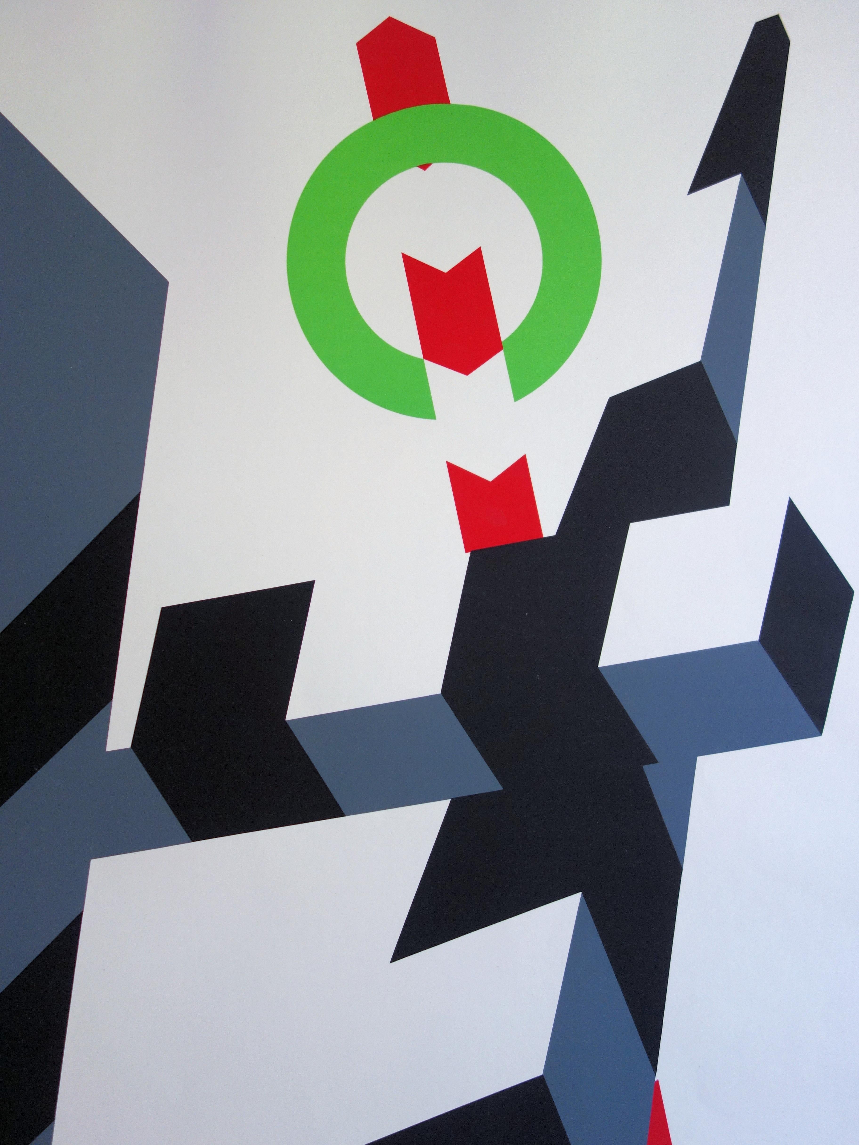 Abstract Cinetic Composition - Screenprint (Olympic Games Munich 1972) - Abstract Geometric Print by Allan D'Arcangelo