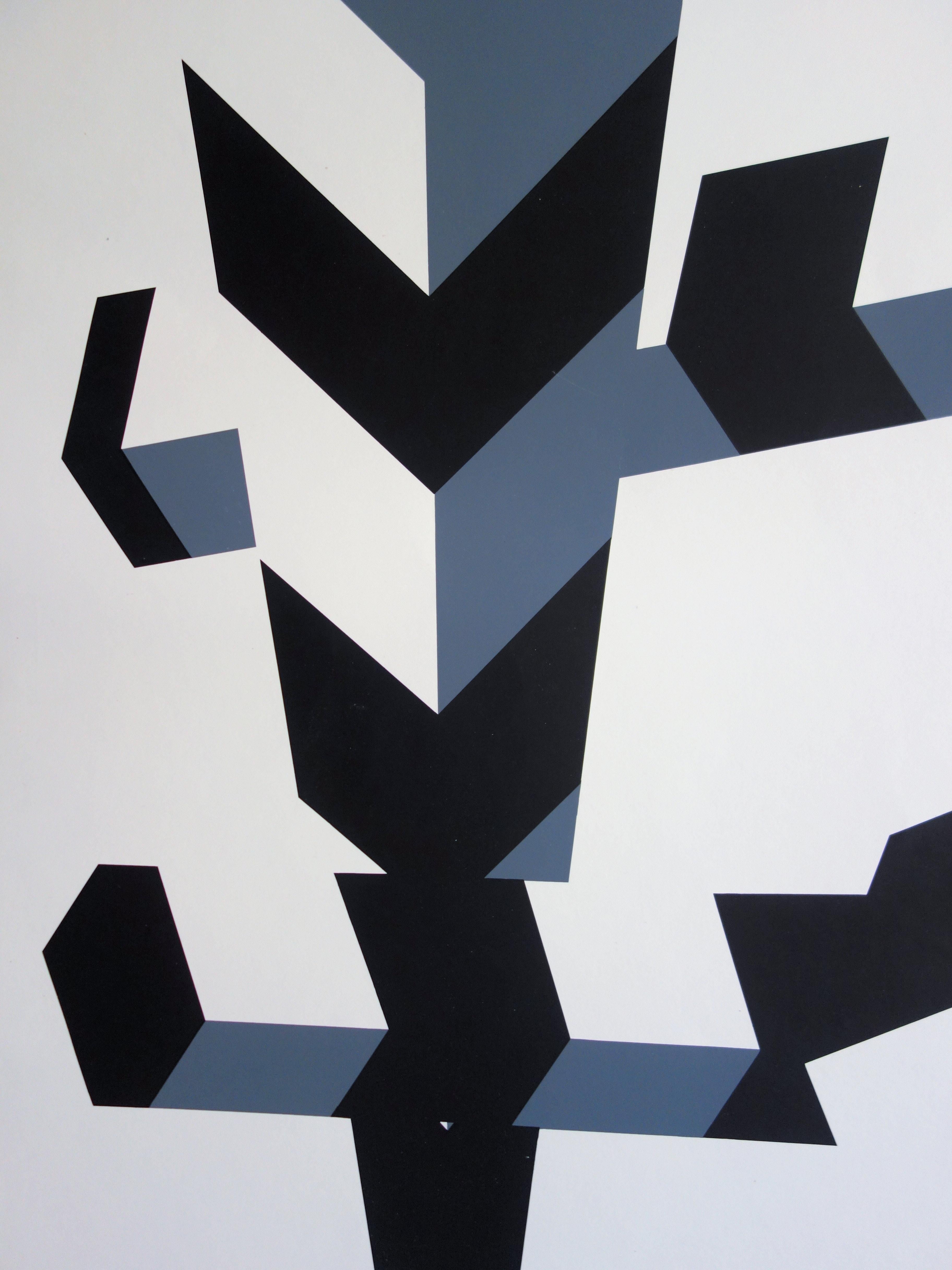 Abstract Cinetic Composition - Screenprint (Olympic Games Munich 1972) - Gray Abstract Print by Allan D'Arcangelo