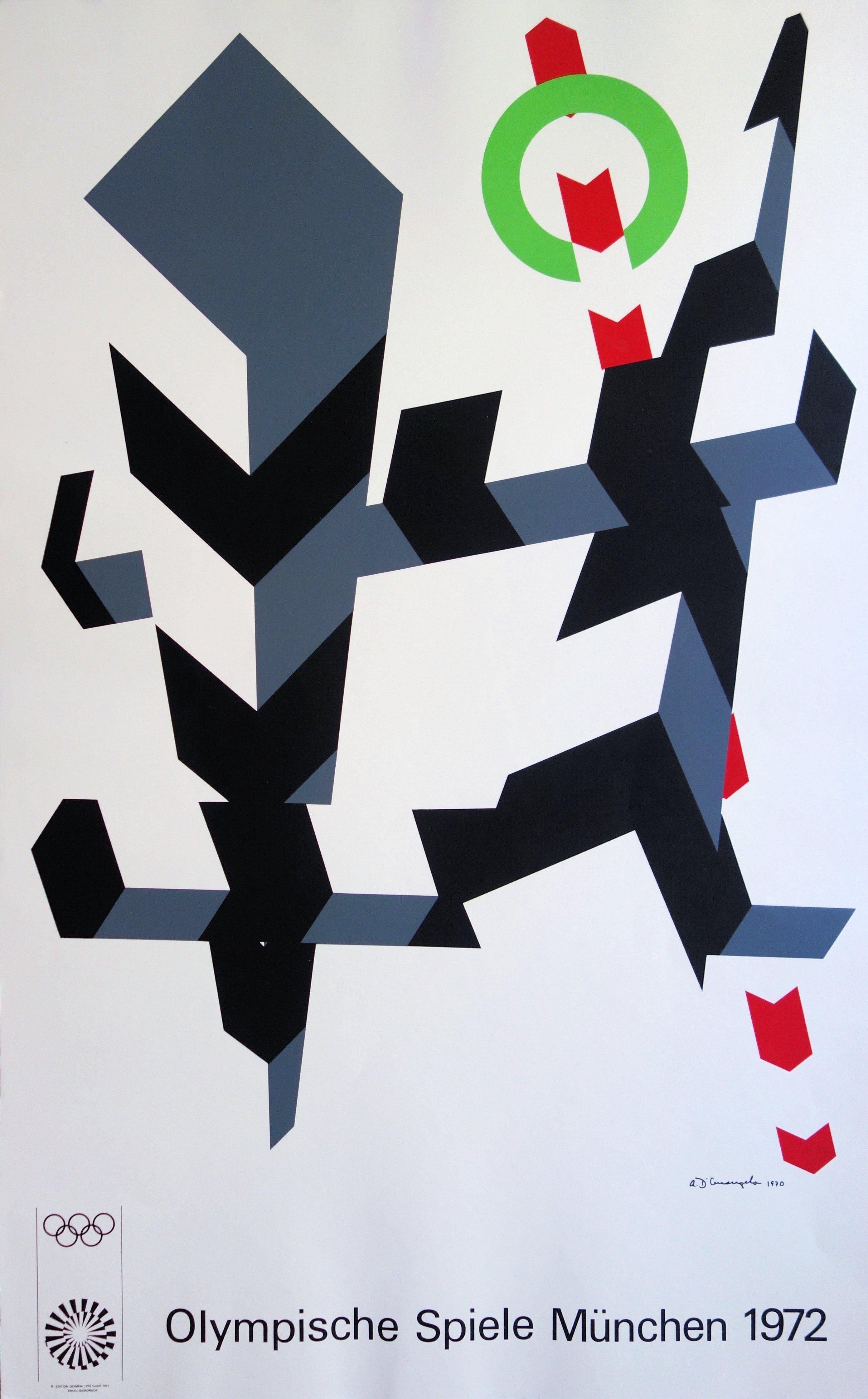 Allan D'Arcangelo Abstract Print - Abstract Cinetic Composition - Screenprint (Olympic Games Munich 1972)