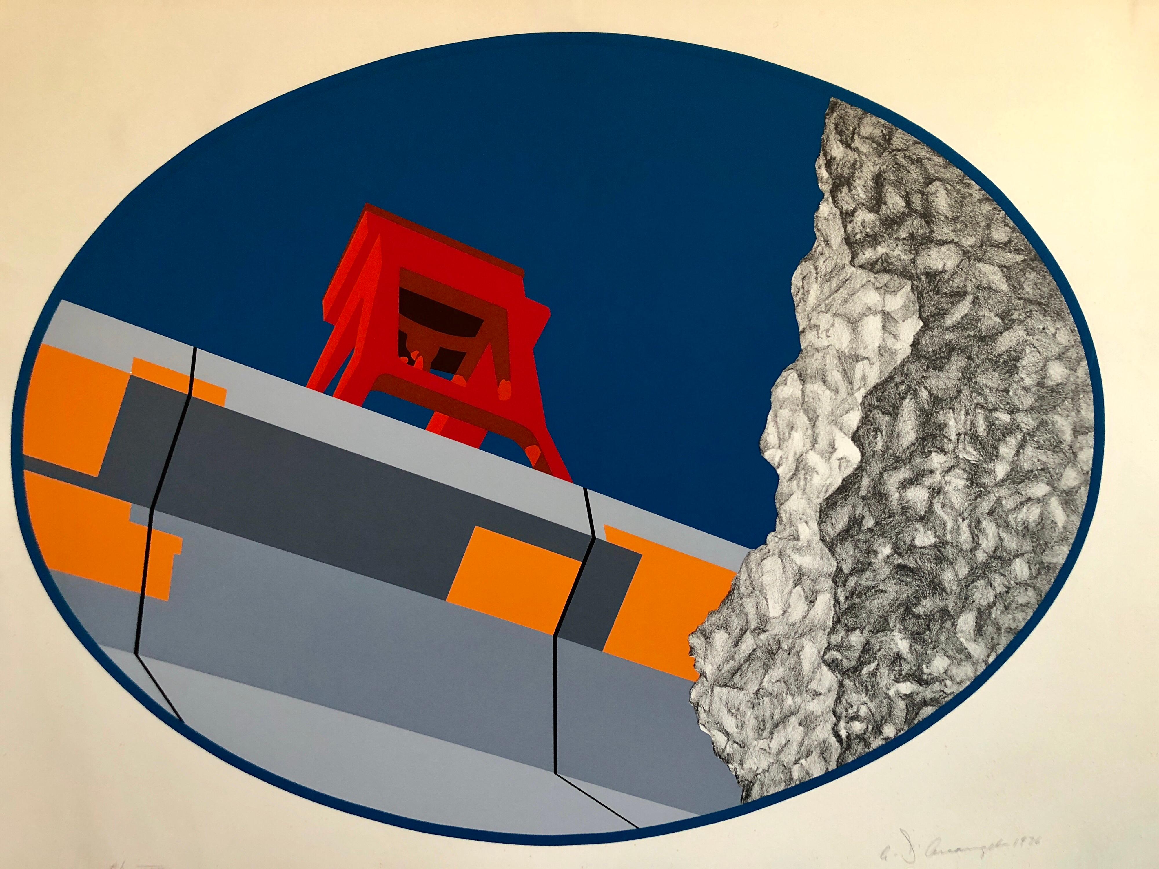 Allan D'Arcangelo Abstract Print - Pop Art Abstract American Hard Edged Landscape with Bridge