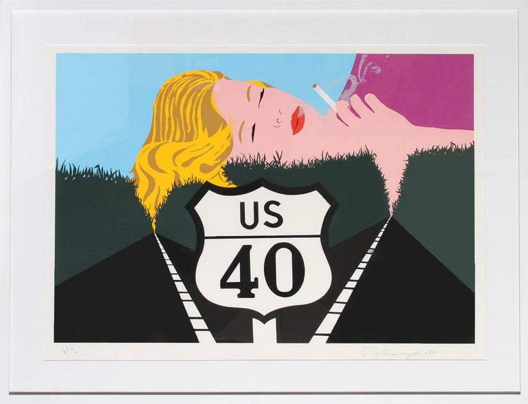 Artist: Allan D'Arcangelo, American (1930 - 1998)
Title: Smoke Dreams
Year: 1980
Medium: Serigraph, signed and numbered in pencil
Edition: 300; AP 40
Size: 26 in. x 36 in. (66.04 cm x 91.44 cm)
Frame Size: 31 x 40 inches