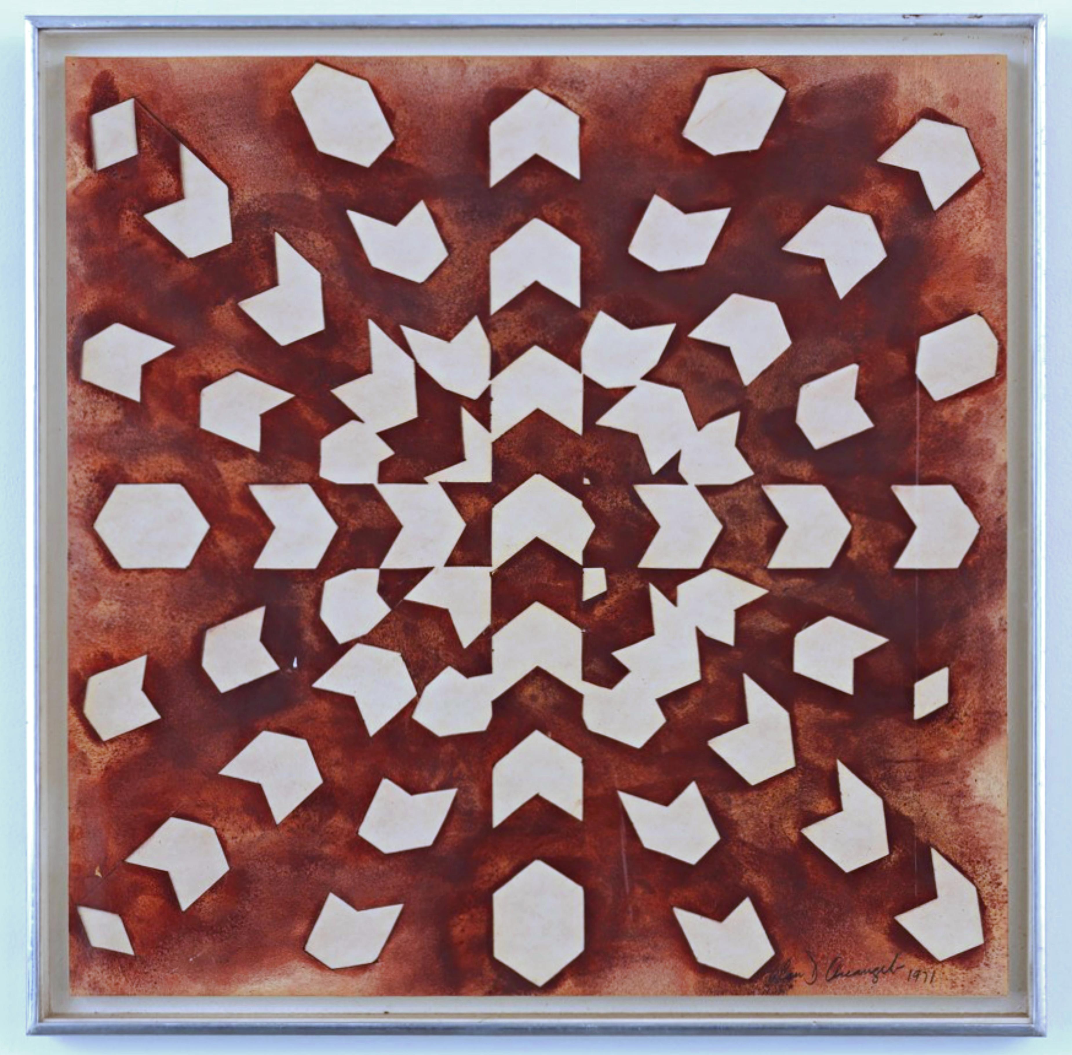 Costellazione, un dipinto d'astrazione geometrica unico e firmato, arte anni '70