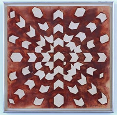 Constellation, schillerndes, einzigartiges signiertes Gemälde der geometrischen Abstraktion, Kunst der 1970er Jahre