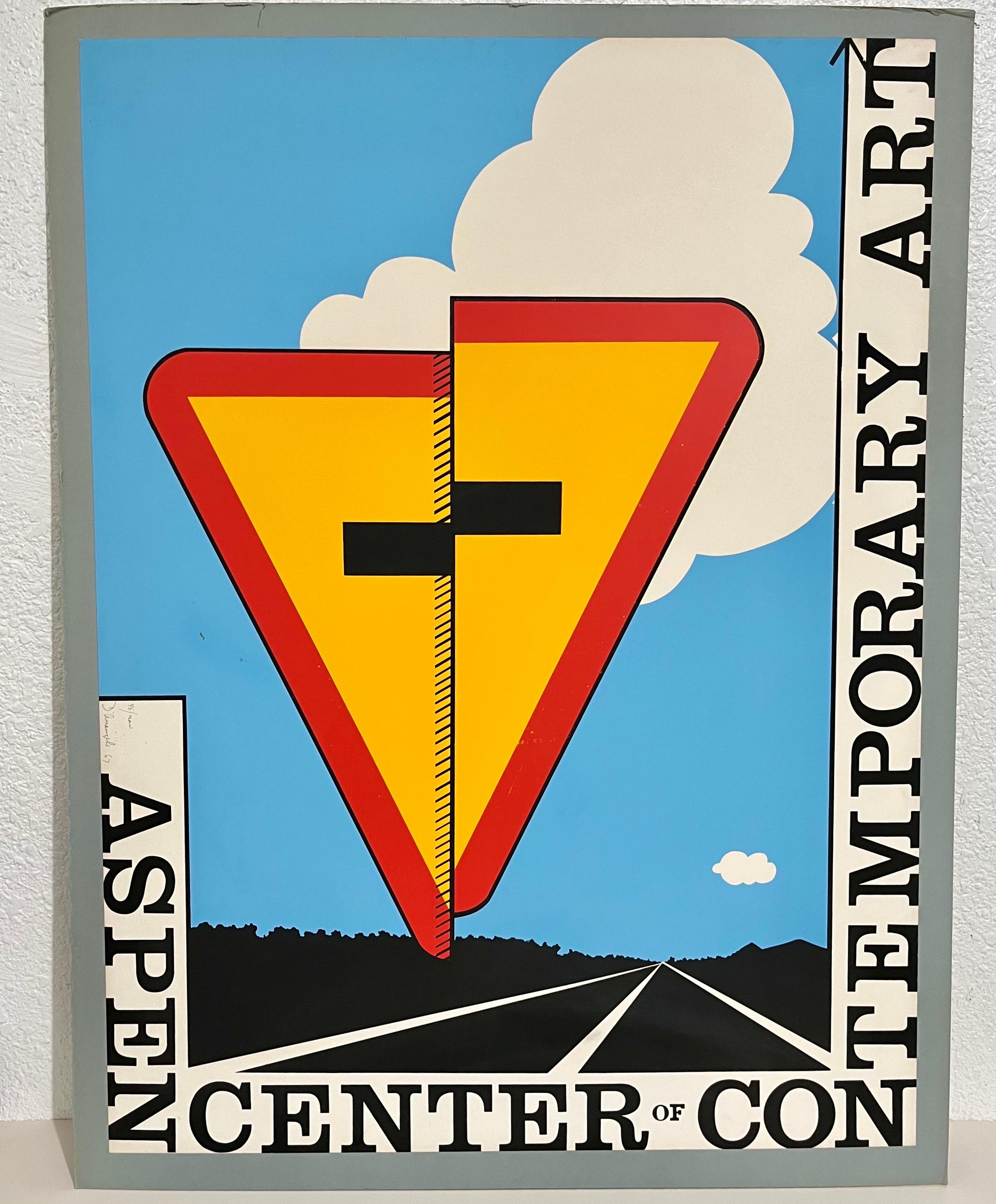 Pop Art Aspen Road Sign D'arcangelo Silkscreen Chiron Press Vintage Art Poster - Print by Allan D'Arcangelo 