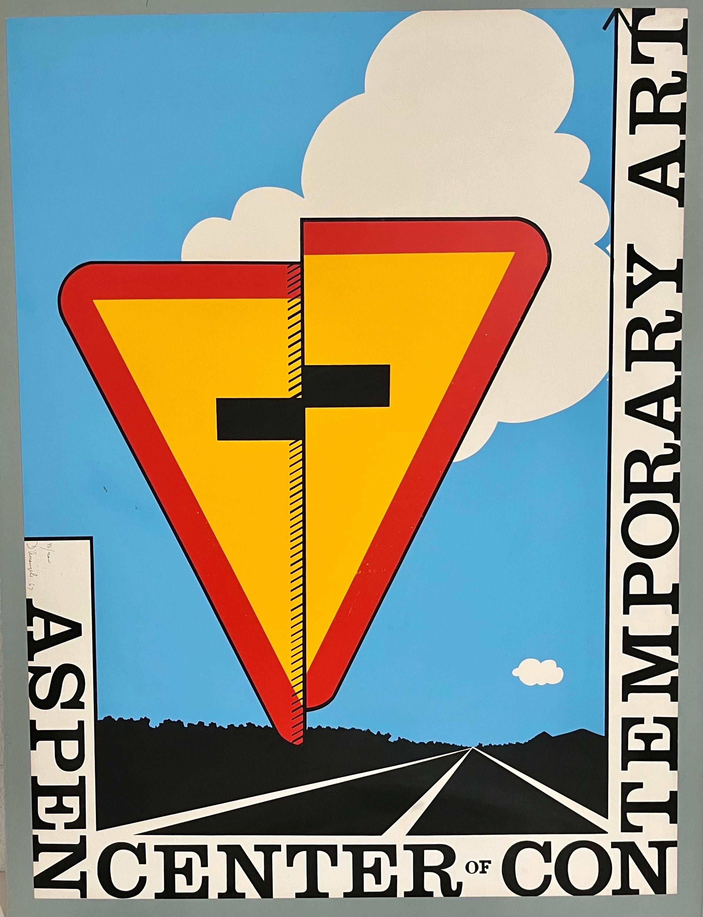 Allan D'Arcangelo  Landscape Print - Pop Art Aspen Road Sign D'arcangelo Silkscreen Chiron Press Vintage Art Poster