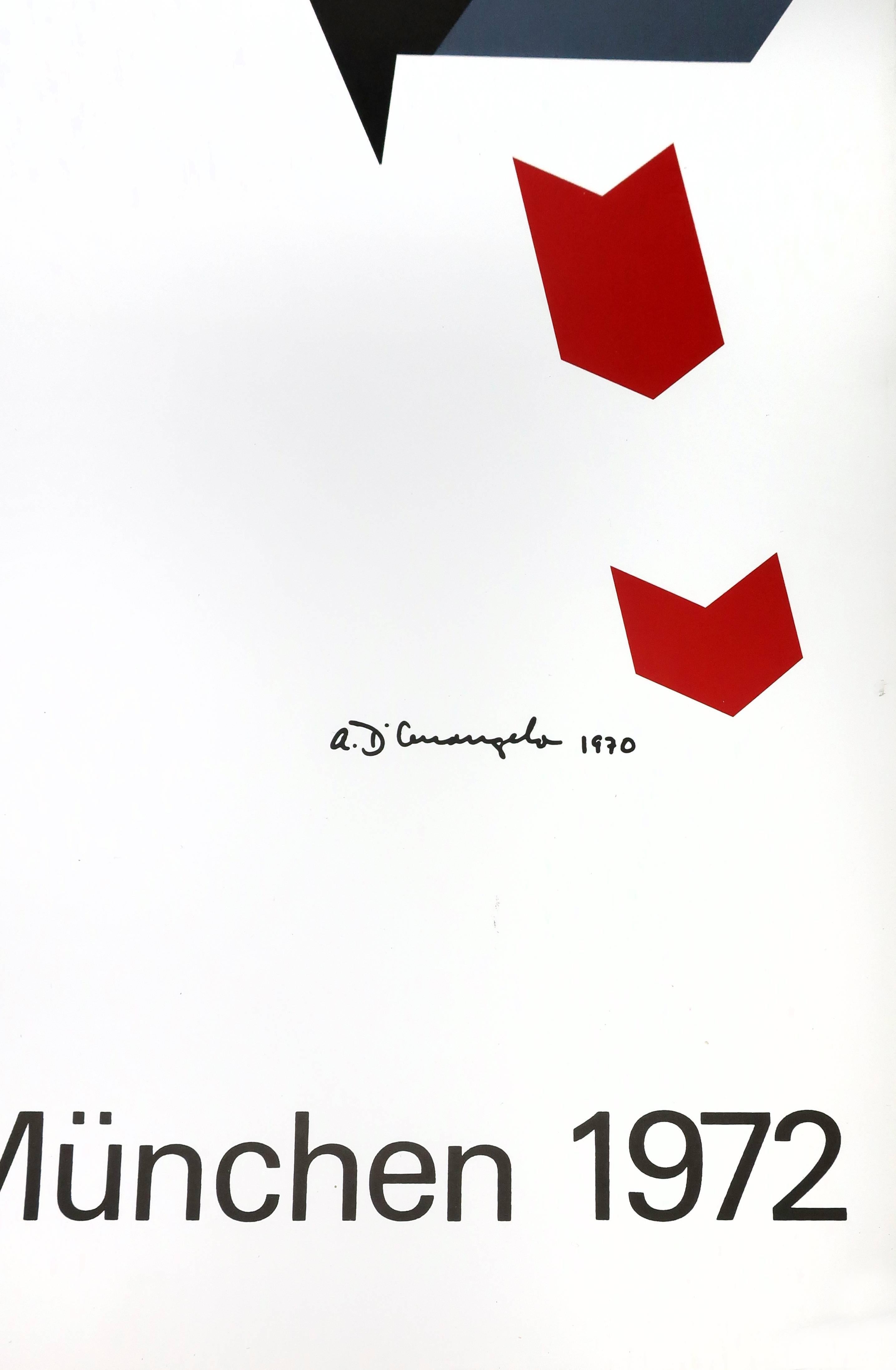 Mid-Century Modern Affiche des Jeux Olympiques de Munich de 1972 d'Allan D'Arcangelo en vente