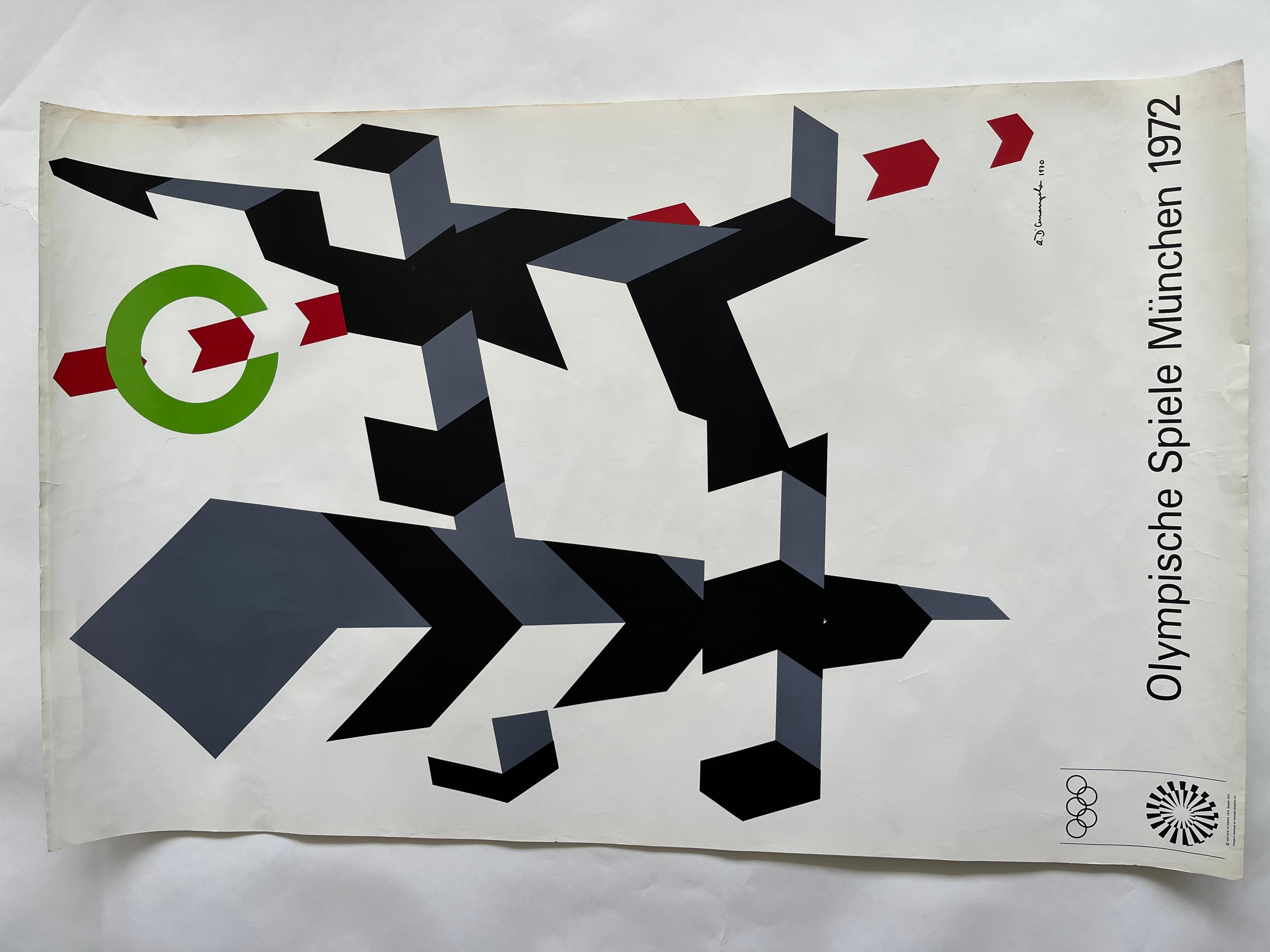 Mid-Century Modern Allan D'Arcangelo, affiche originale rare des Jeux olympiques de Munich de 1972 en vente