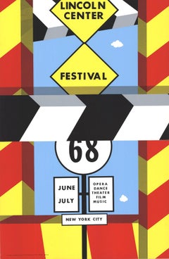 1968 After Allan D'Arcangelo 'Lincoln Center Festival' Pop Art Black & White