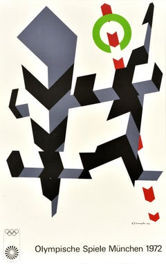 Poster sportivo originale d'epoca Olimpiadi di Monaco 1972 Allan D'Arcangelo Astratto