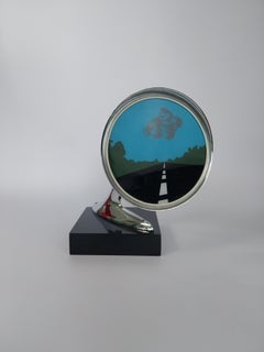 Allan D'Arcangelo: espejo retrovisor lateral (66/75) 1966, parte de siete objetos en una caja