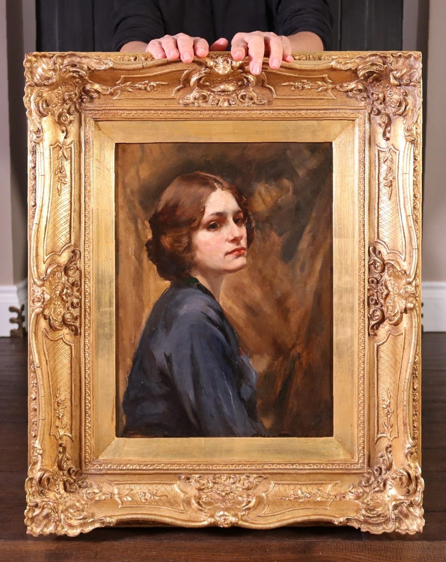 Una belleza eduardiana - Pintura al óleo con retrato de chica inglesa de principios del siglo XX - Painting de Allan Douglas Davidson
