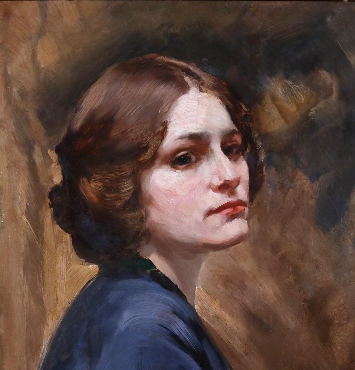 Una belleza eduardiana - Pintura al óleo con retrato de chica inglesa de principios del siglo XX 1
