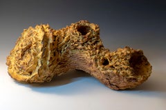 "Abstract in Nature", golden yellow textured ceramic, embodies essential clay