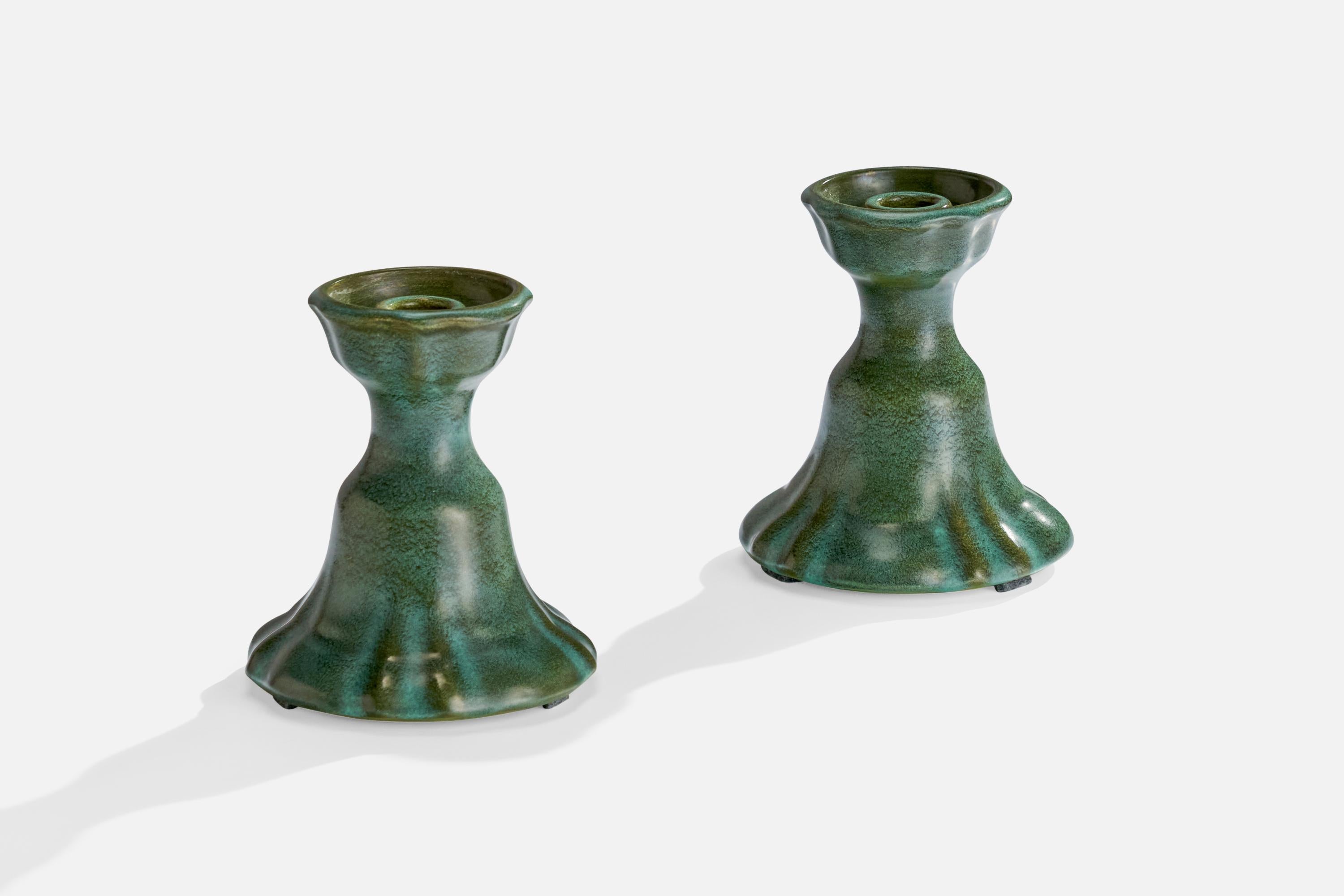 Swedish Allan Ebeling, Candlesticks, Ceramic, Sweden, 1920s For Sale