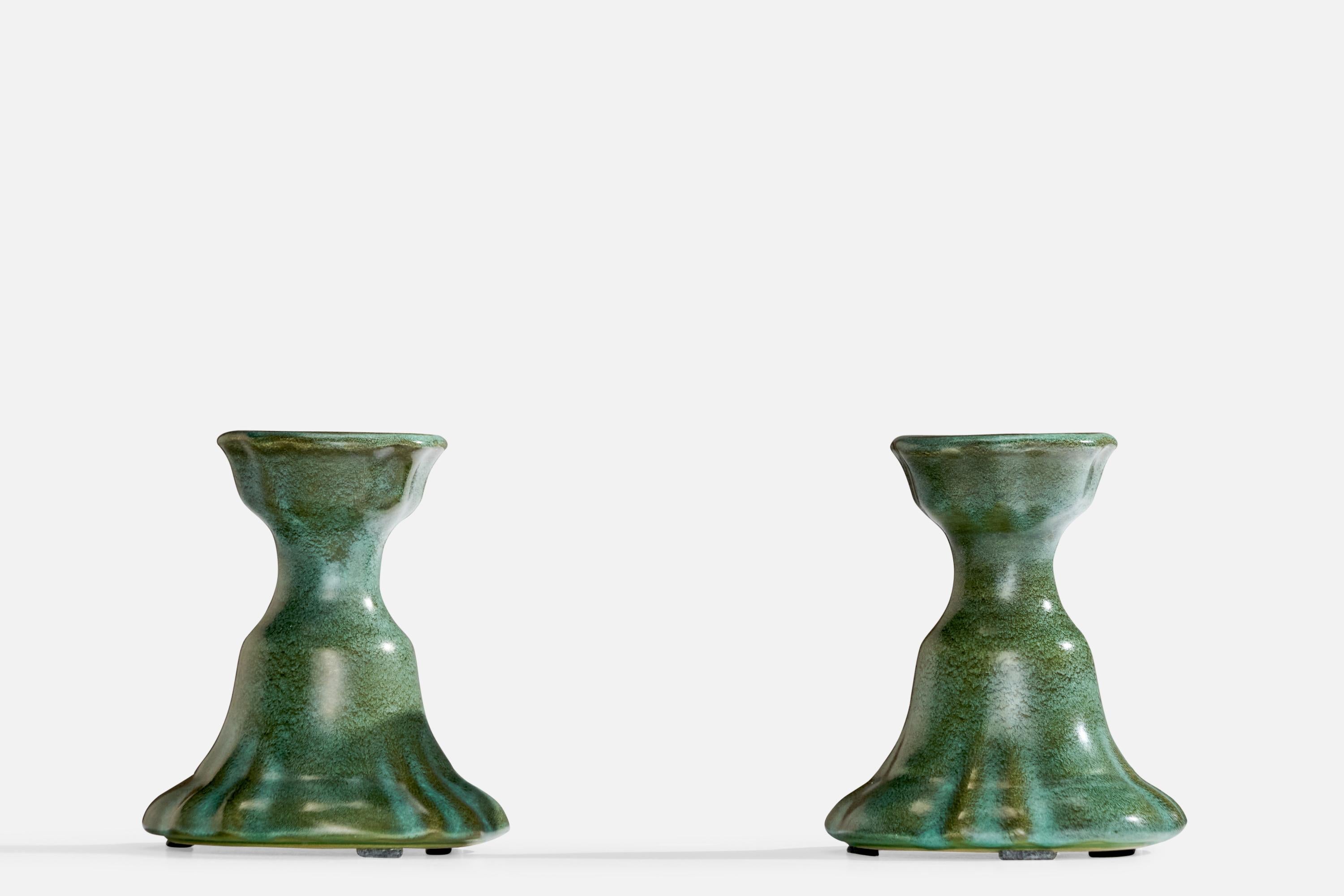 Allan Ebeling, Candlesticks, Ceramic, Sweden, 1920s In Good Condition For Sale In High Point, NC