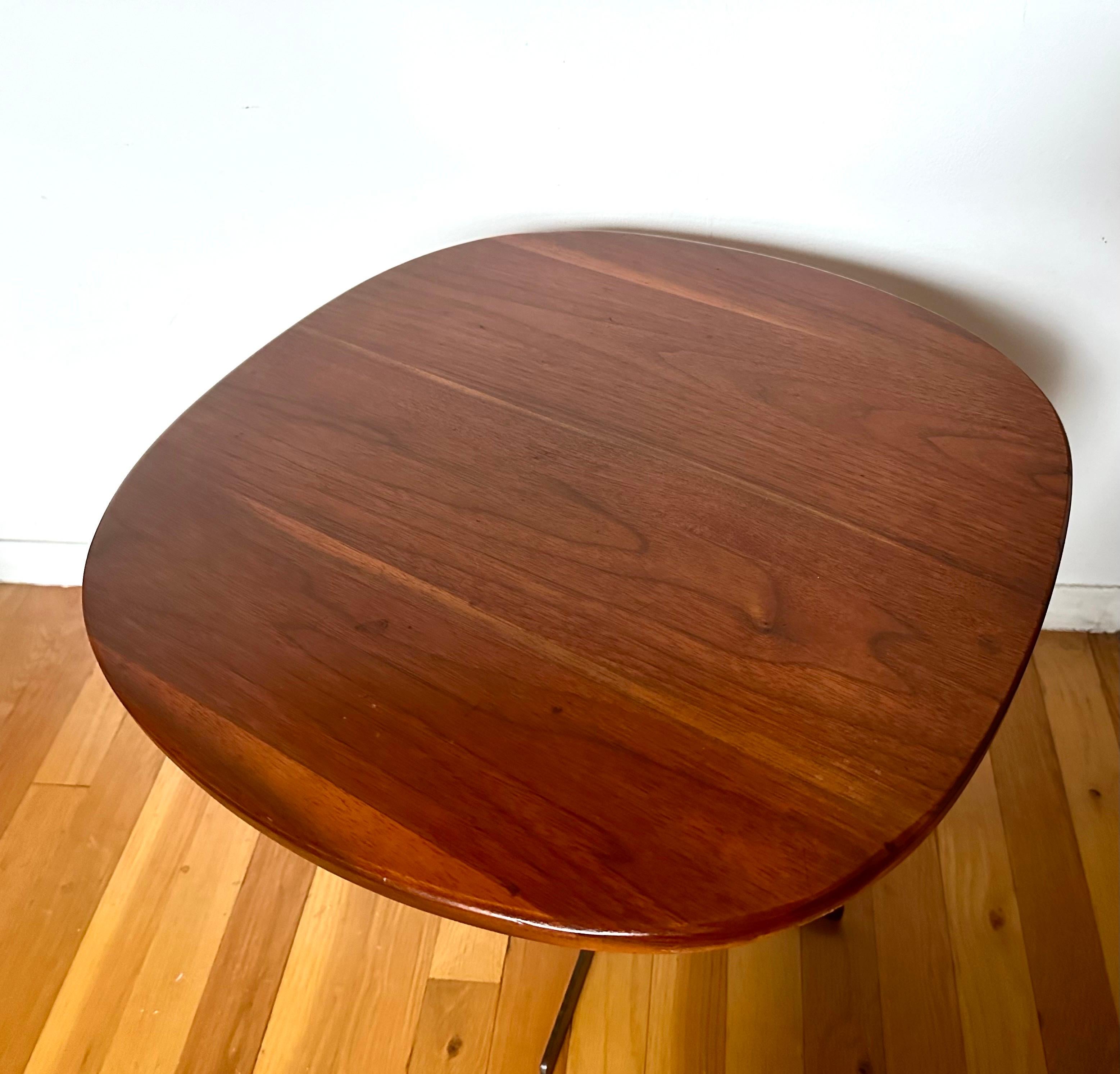 Allan Gould, American Walnut and Enameled Steel Side Table In Good Condition For Sale In Brooklyn, NY