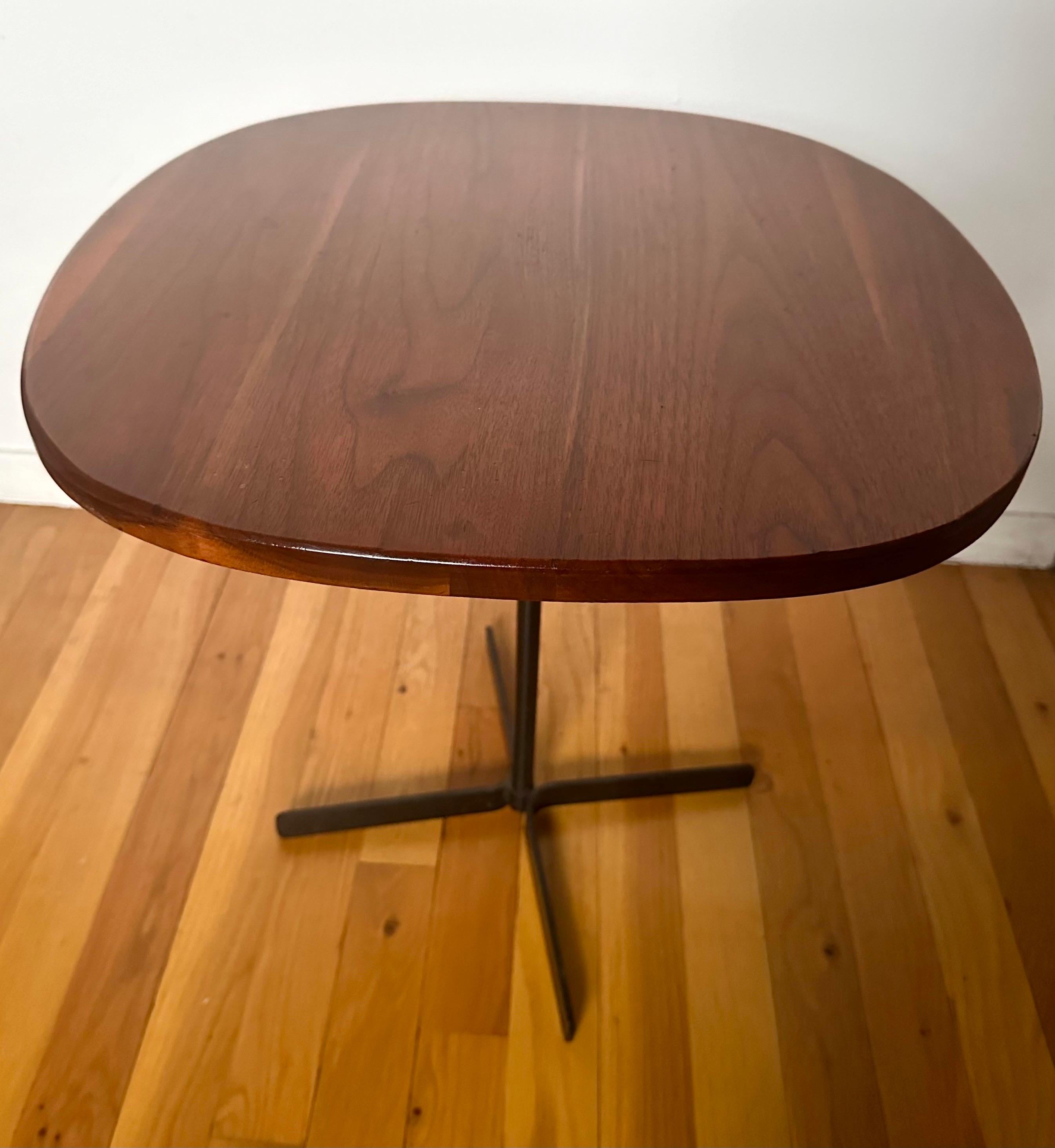 Allan Gould, American Walnut and Enameled Steel Side Table For Sale 1