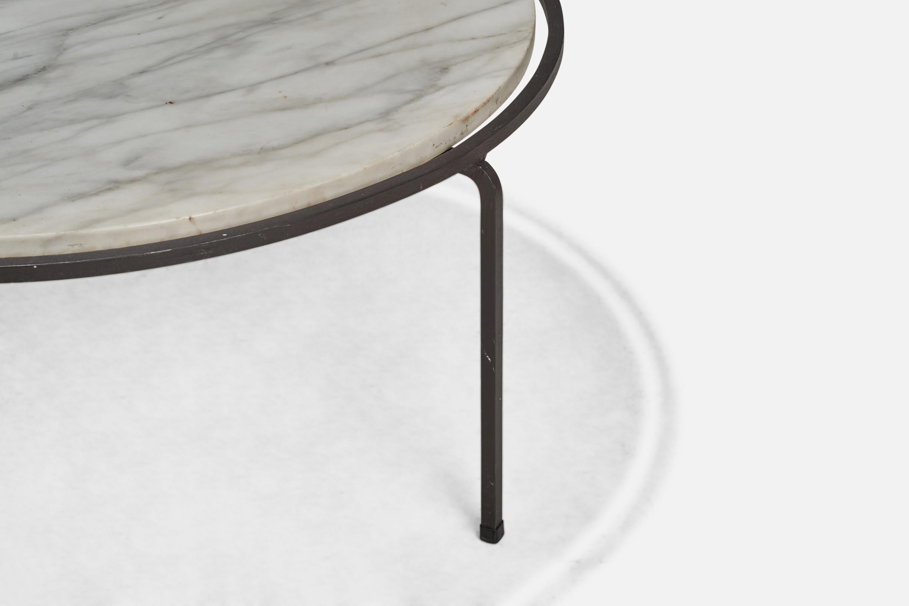 Mid-Century Modern Allan Gould, Coffee Table, Iron, Carrara Marble, USA, 1950s For Sale