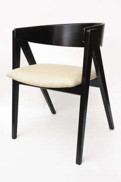 Allan Gould Sculptural Compass Side Chair Black Wood, Fabric Mid-Century Modern