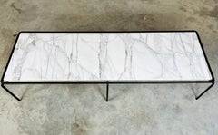 Allan Gould Long Iron & Carrara Marble Coffee Table, USA 1950s