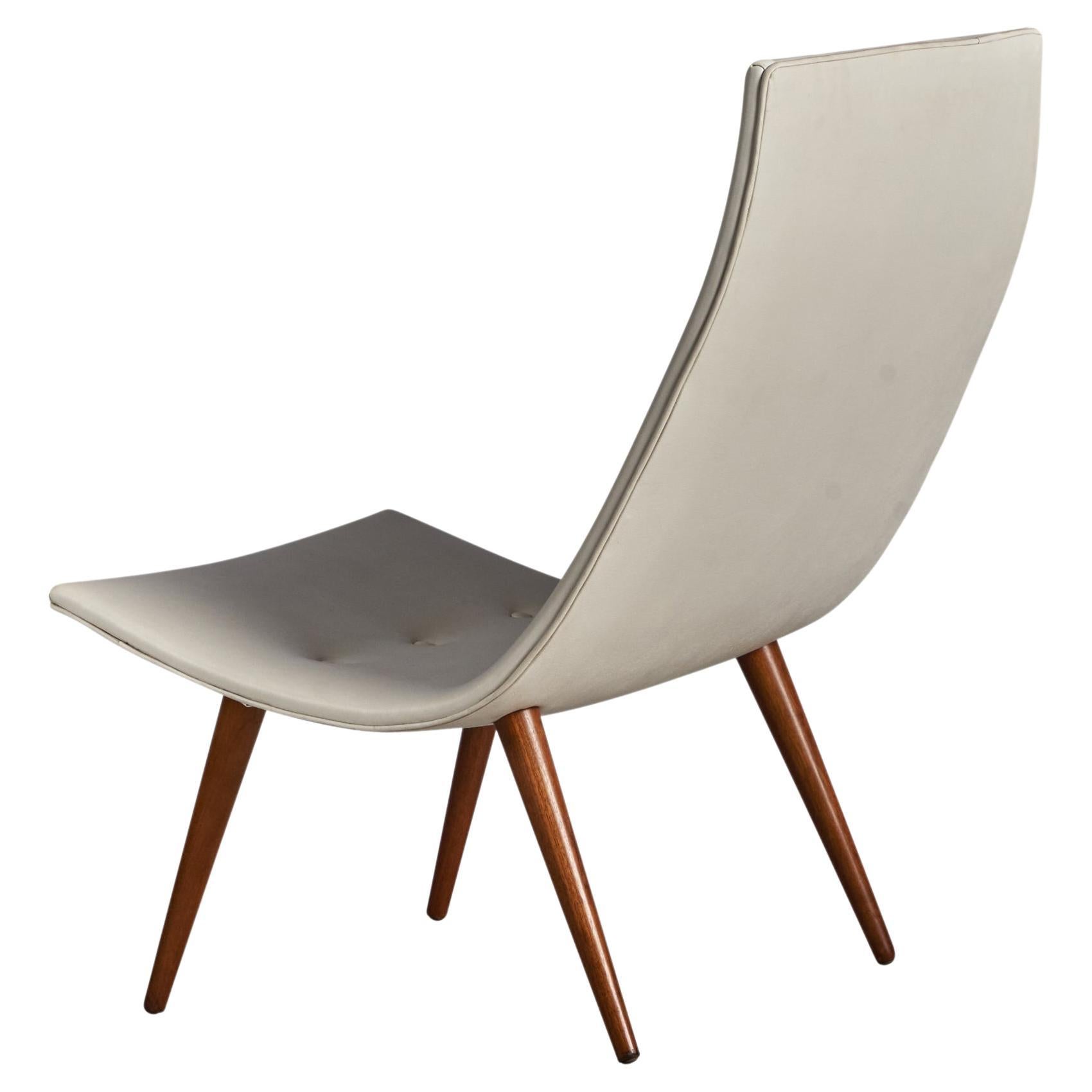 Allan Gould, Lounge Chair, Walnut, Leather, USA, 1950s For Sale