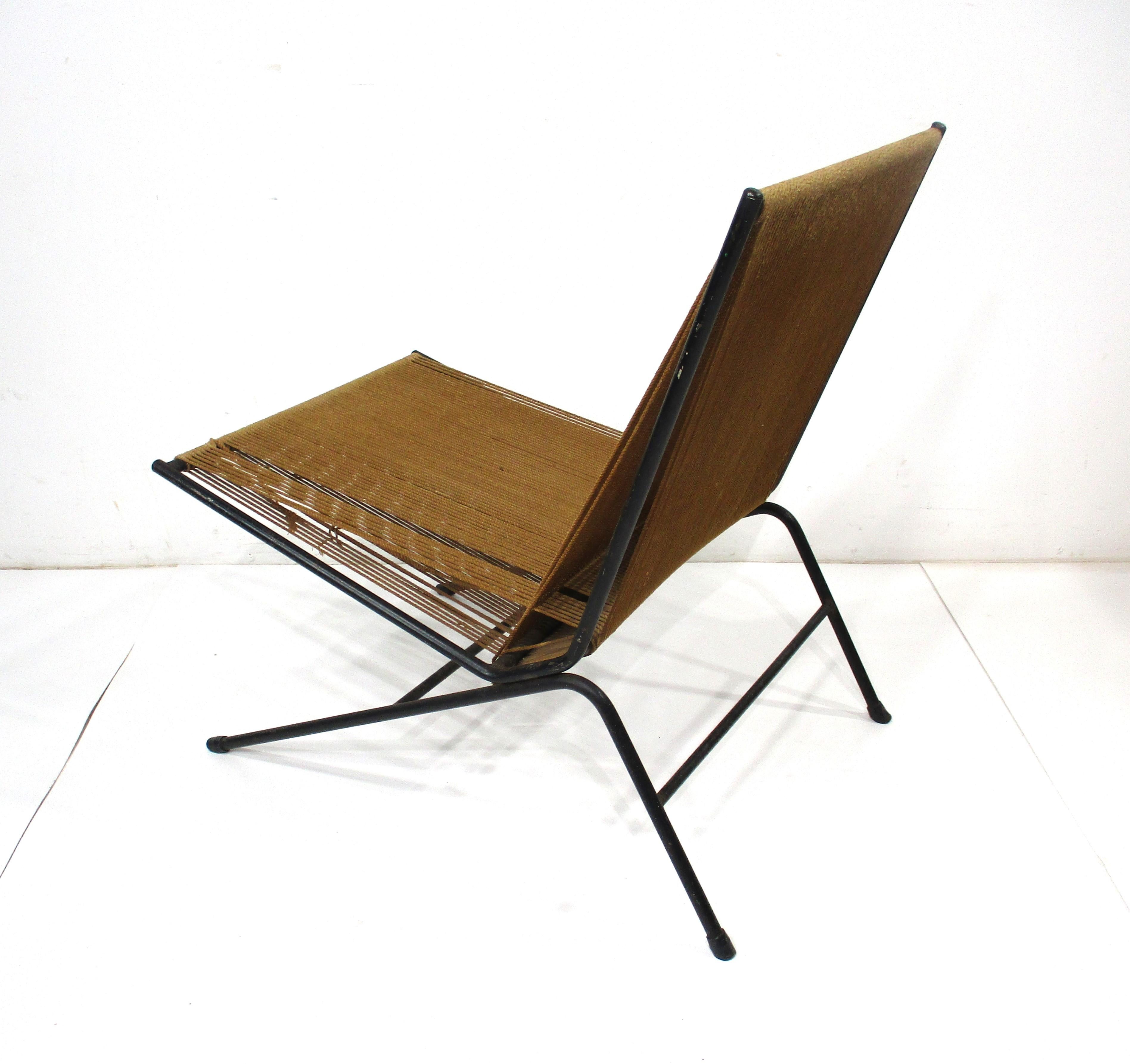 American Allan Gould Mid Century String Lounge Chair  For Sale