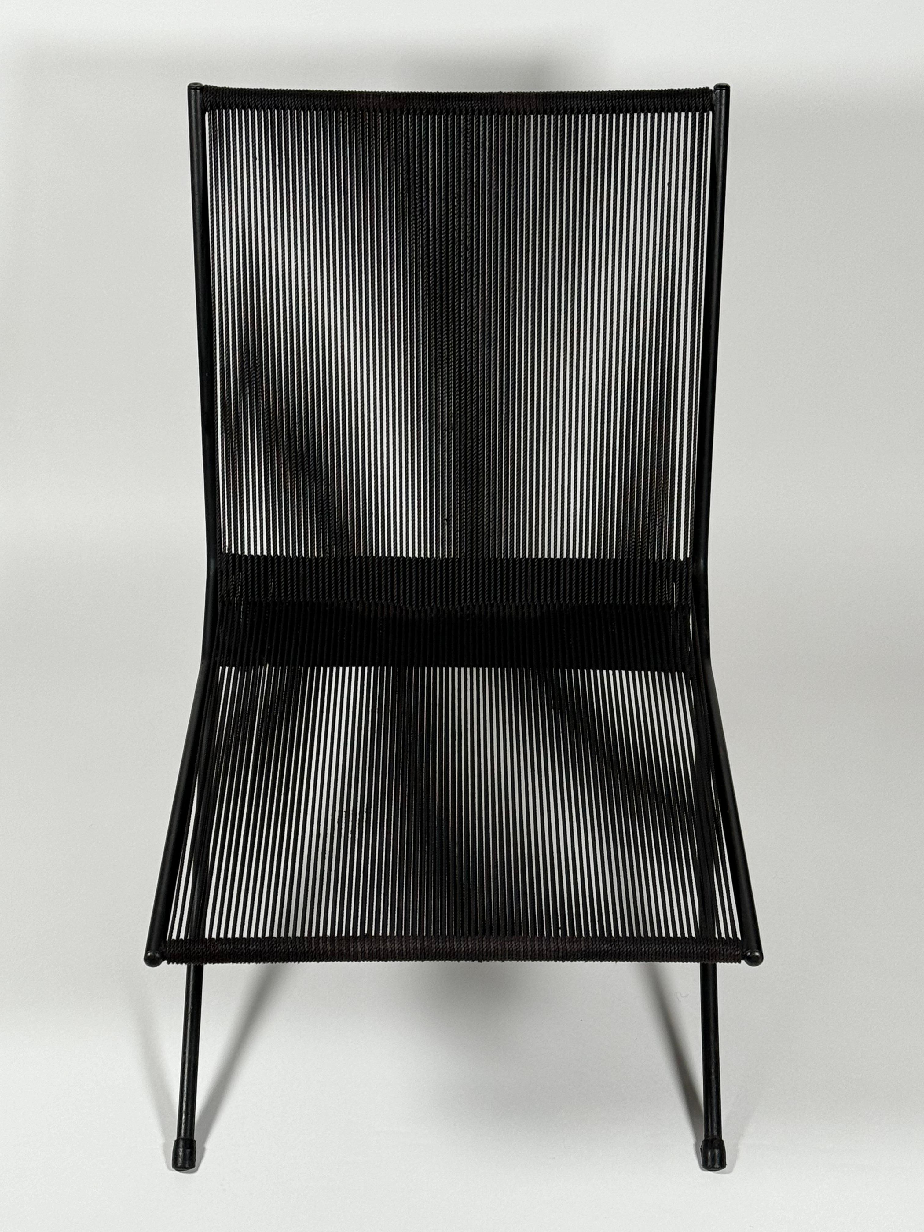 Mid-Century Modern Allan Gould Patio / Interior String & Steel Lounge Chair en vente