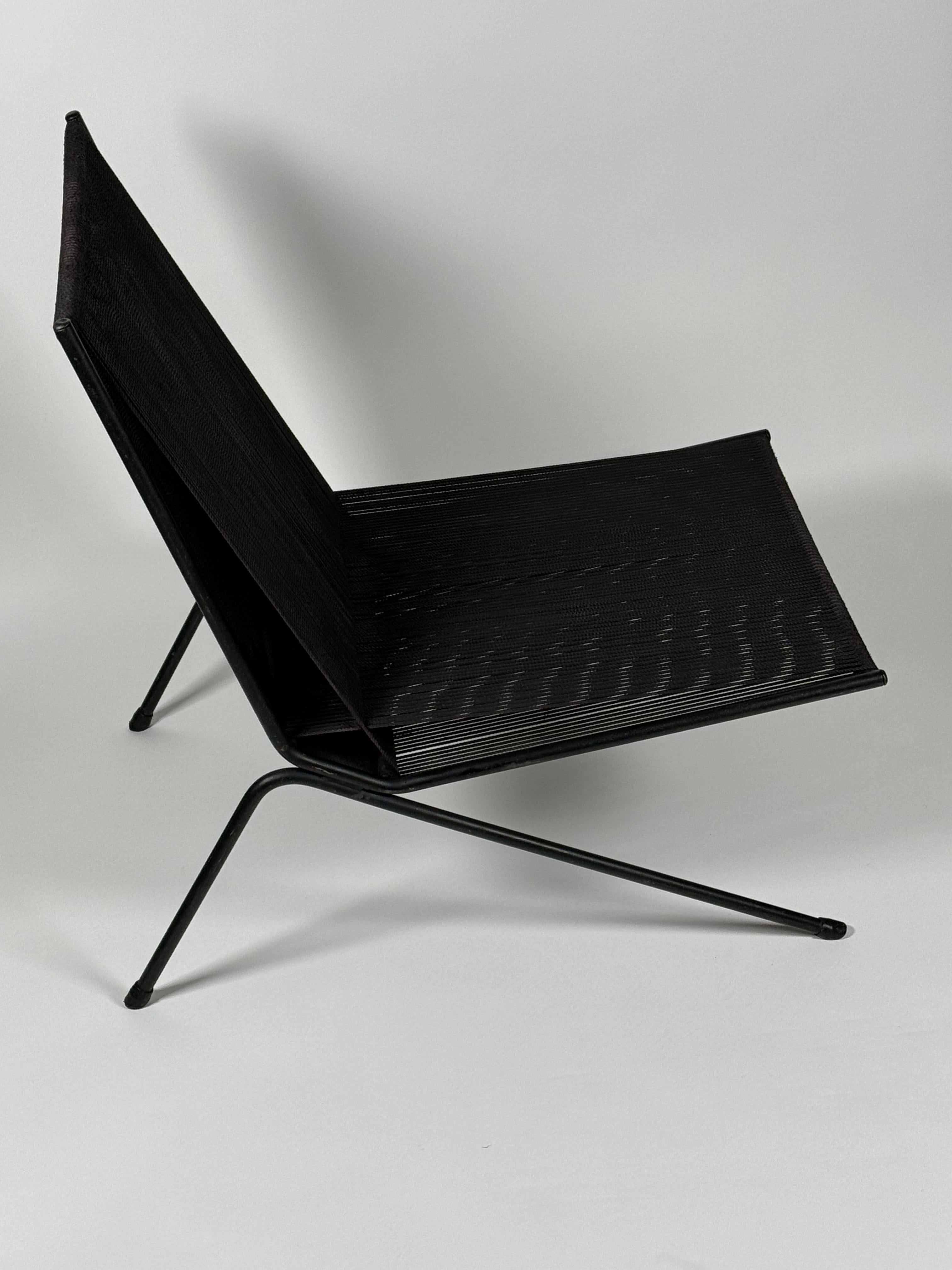 Américain Allan Gould Patio / Interior String & Steel Lounge Chair en vente