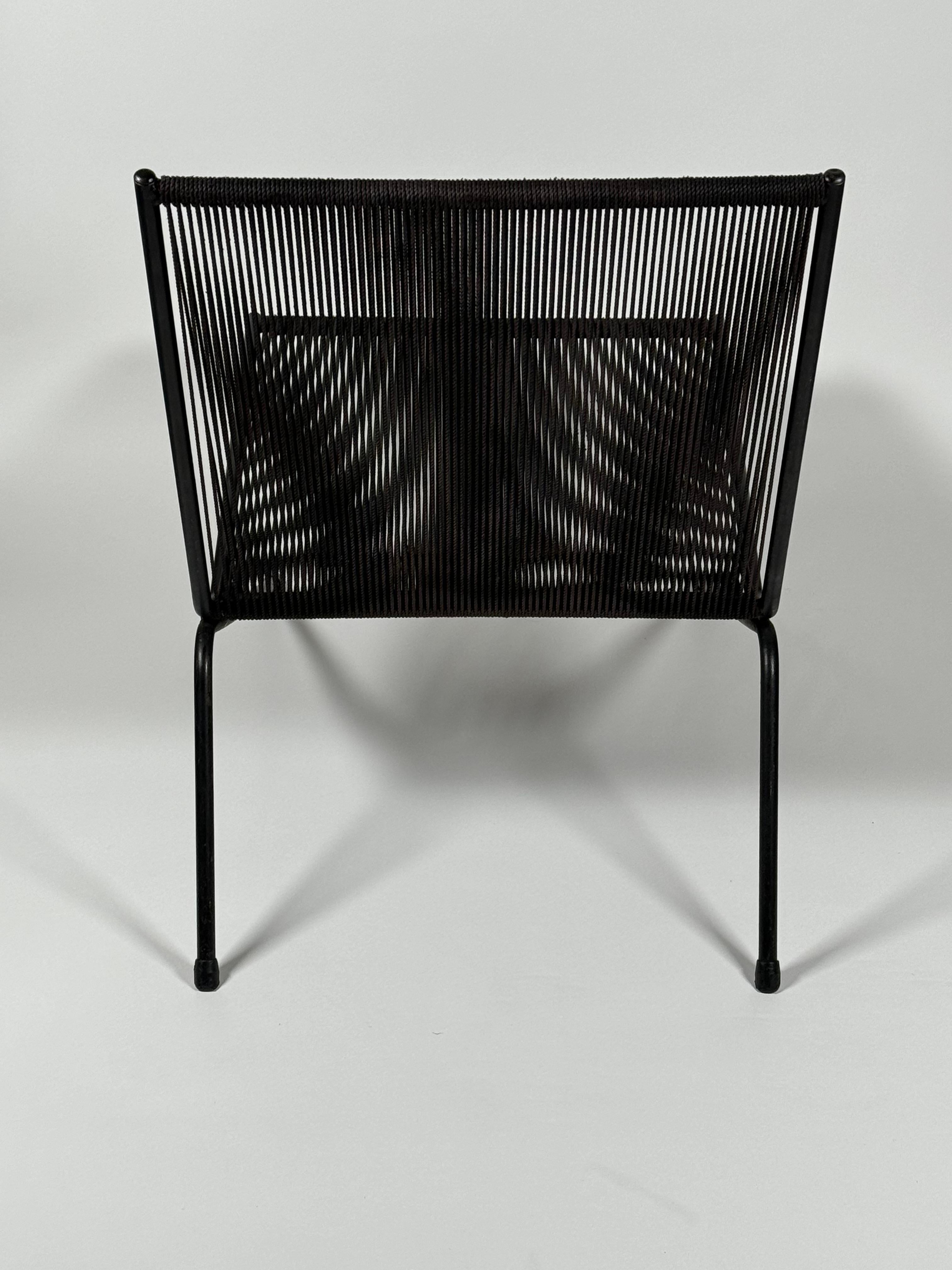 Hand-Crafted Allan Gould Patio / Interior String & Steel Lounge Chair For Sale