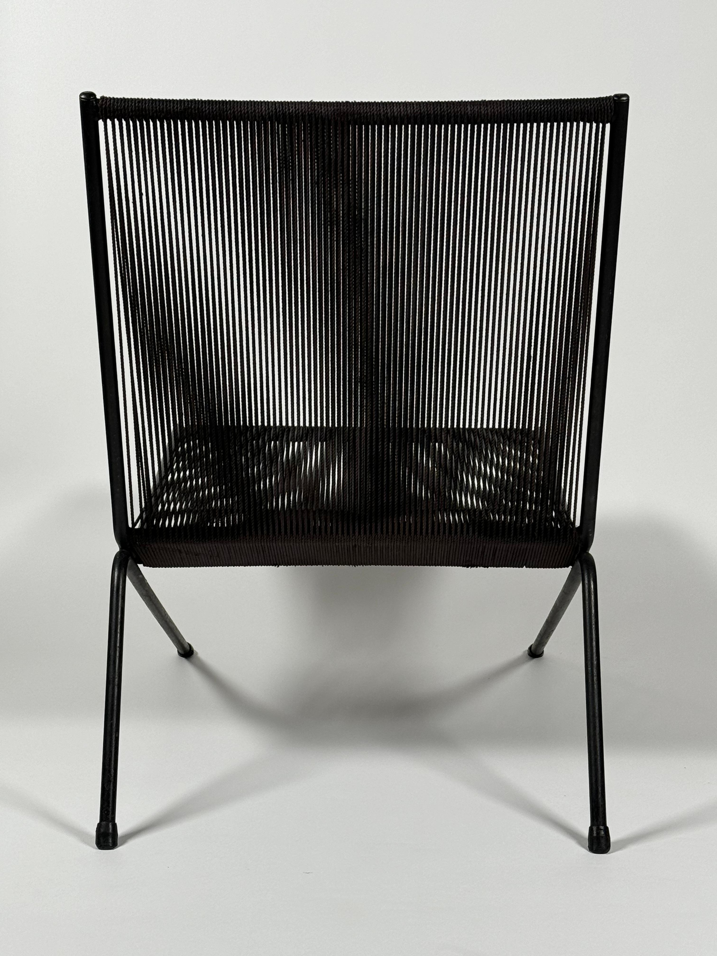 Allan Gould Patio / Interior String & Steel Lounge Chair Bon état - En vente à Oakland, CA