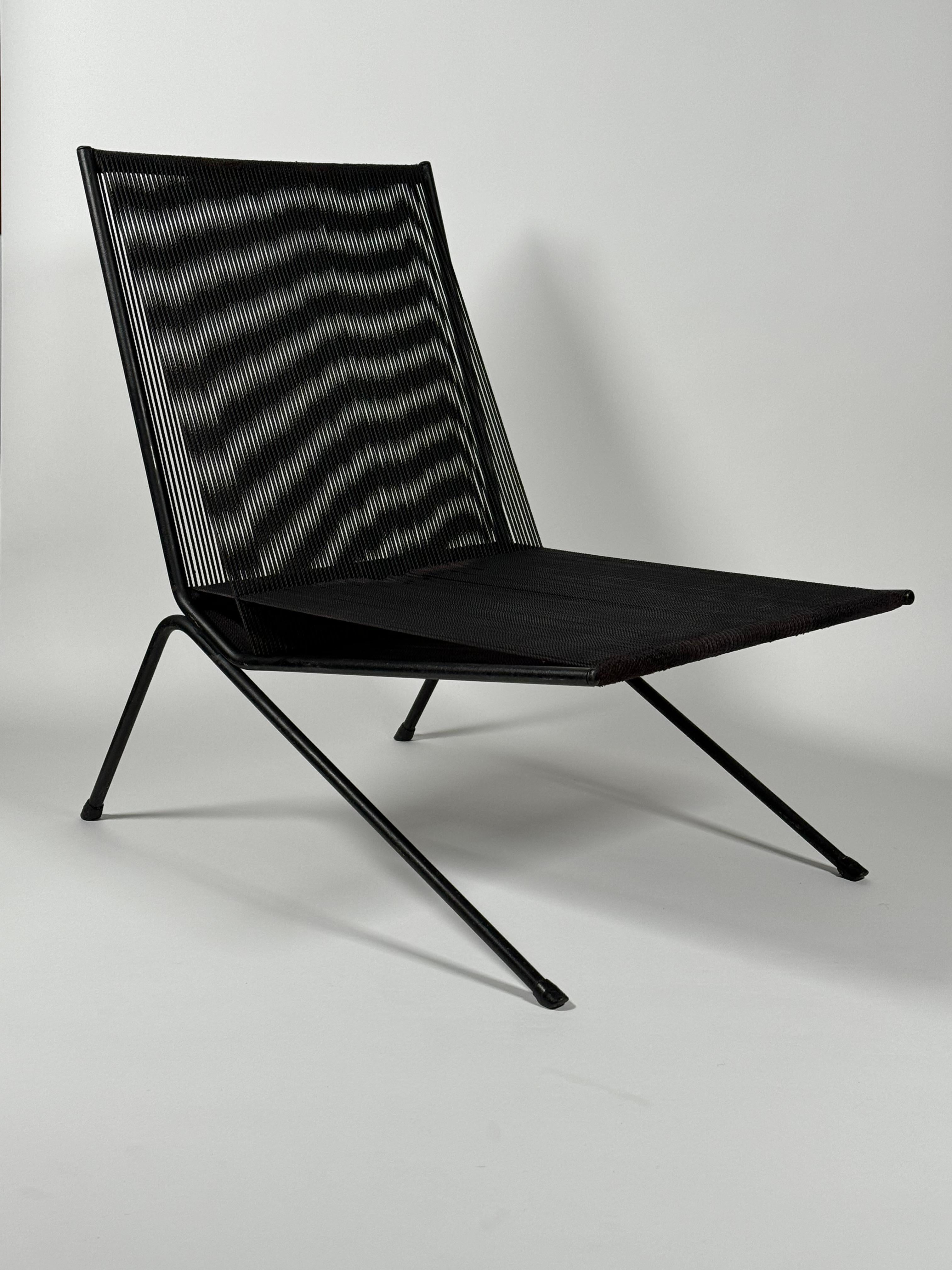 Milieu du XXe siècle Allan Gould Patio / Interior String & Steel Lounge Chair en vente