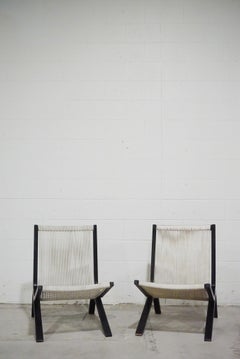 Allan Gould Raro Par de Sillas de Madera y Cuerda Circa 1952