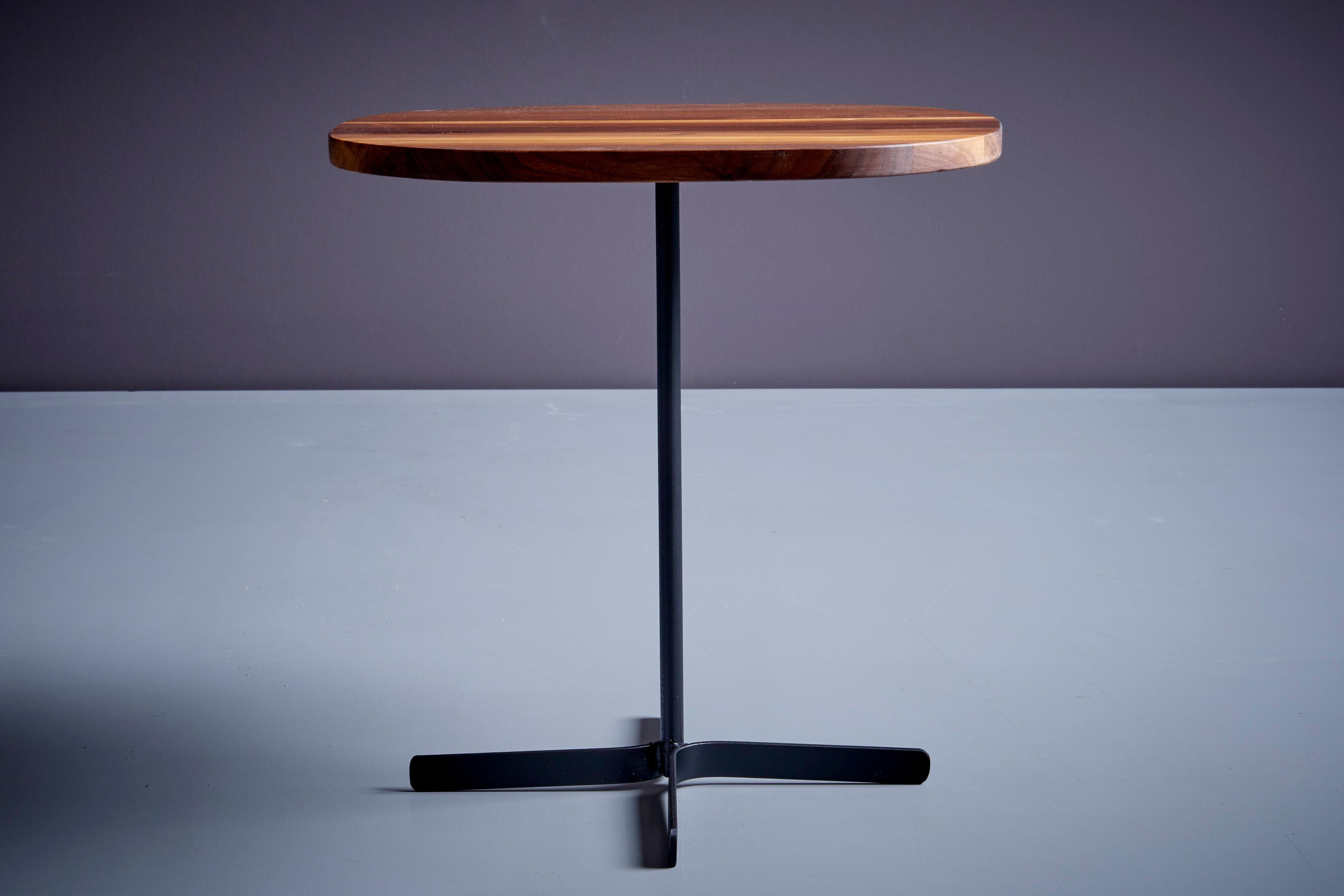 Allan Gould Side Table with refinished Iron Base and top in American Walnut, USA - 1960s. 