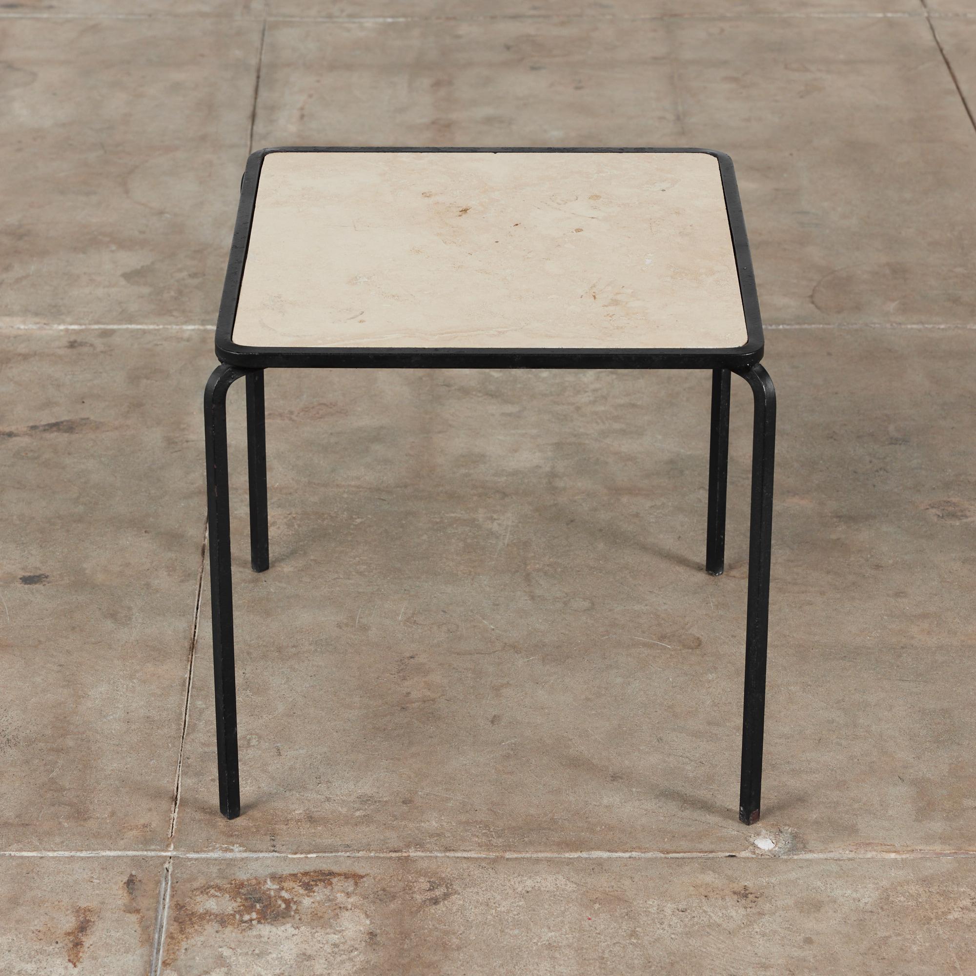 Mid-20th Century Allan Gould Square Travertine Side Table for Reilly-Wolff