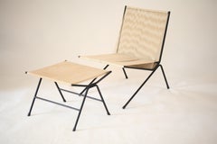 Allan Gould String "Bow" Lounge Chair and Ottoman, 1950s