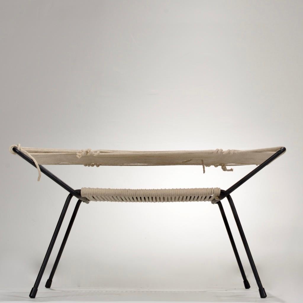 American Allan Gould Style Iron and Rope Ottoman Bench Seat