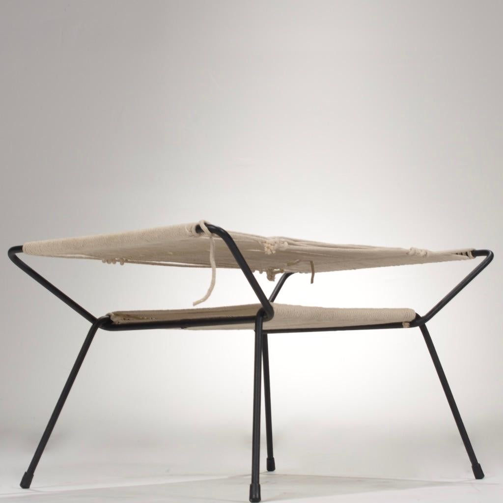 Allan Gould Style Iron and Rope Ottoman Bench Seat In Good Condition In Los Angeles, CA
