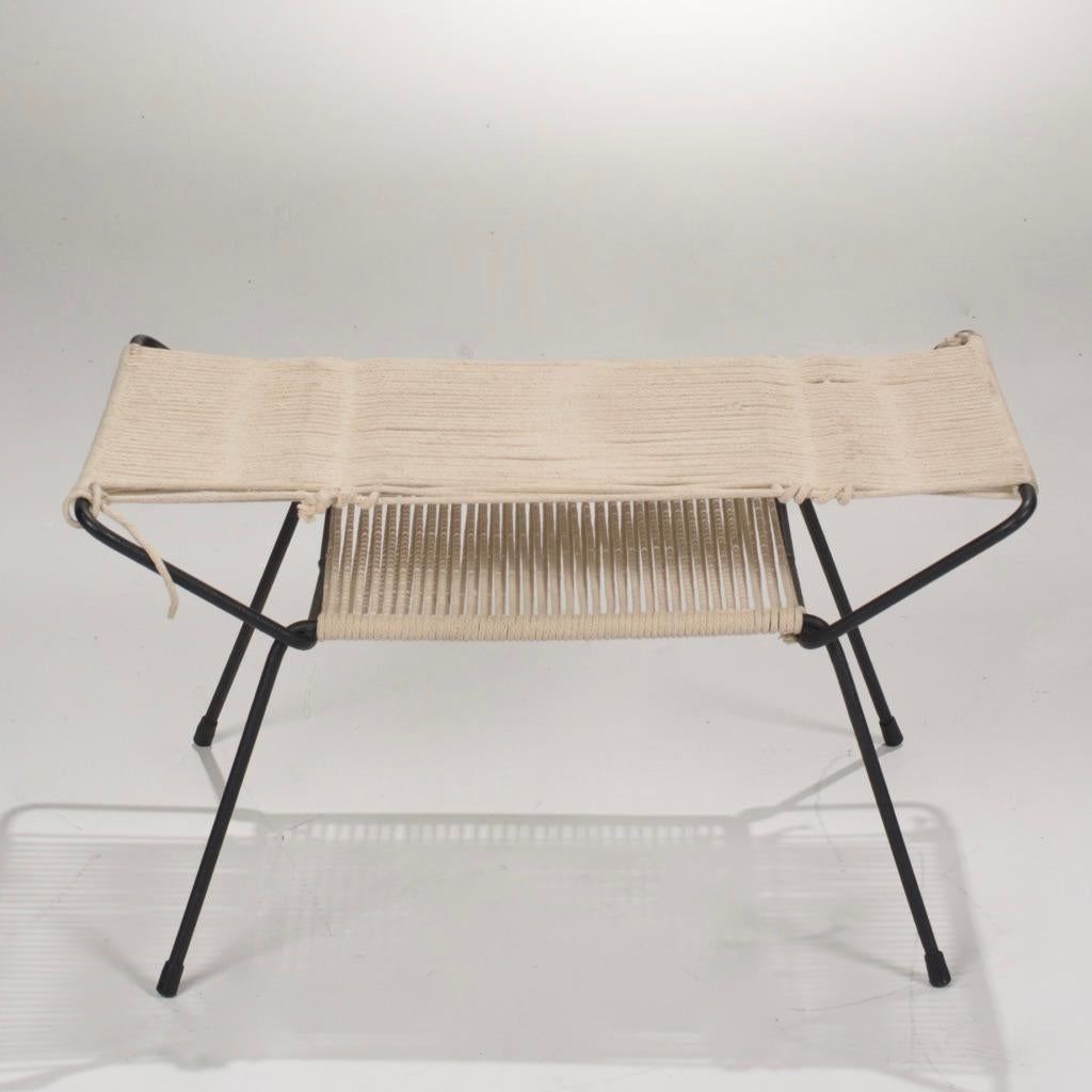 Mid-20th Century Allan Gould Style Iron and Rope Ottoman Bench Seat