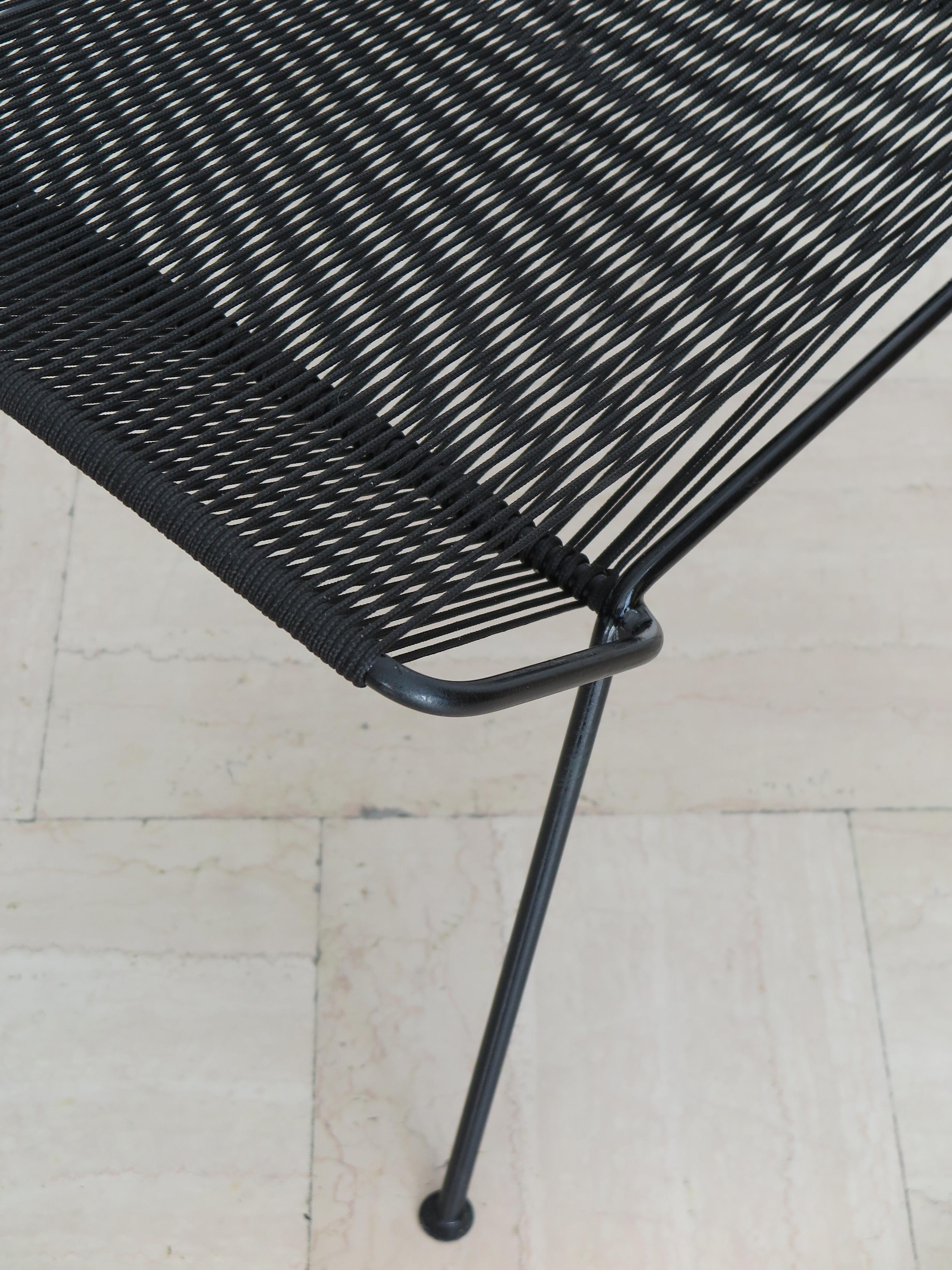 Allan Gould Style Italian Metal Nylon Rope Armchair & Stool Set for Outdoor For Sale 14