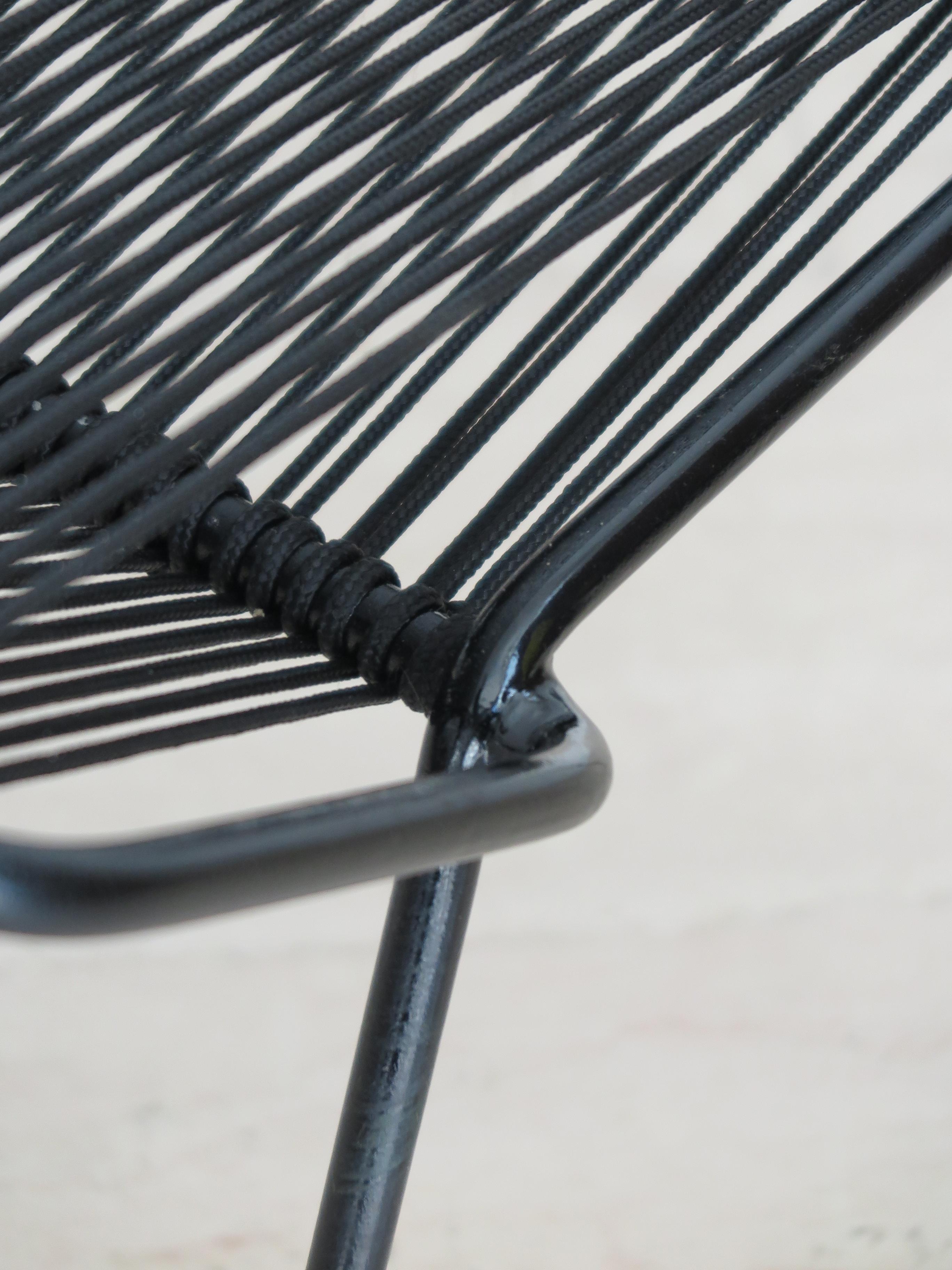 Allan Gould Style Italian Metal Nylon Rope Armchair & Stool Set for Outdoor For Sale 15