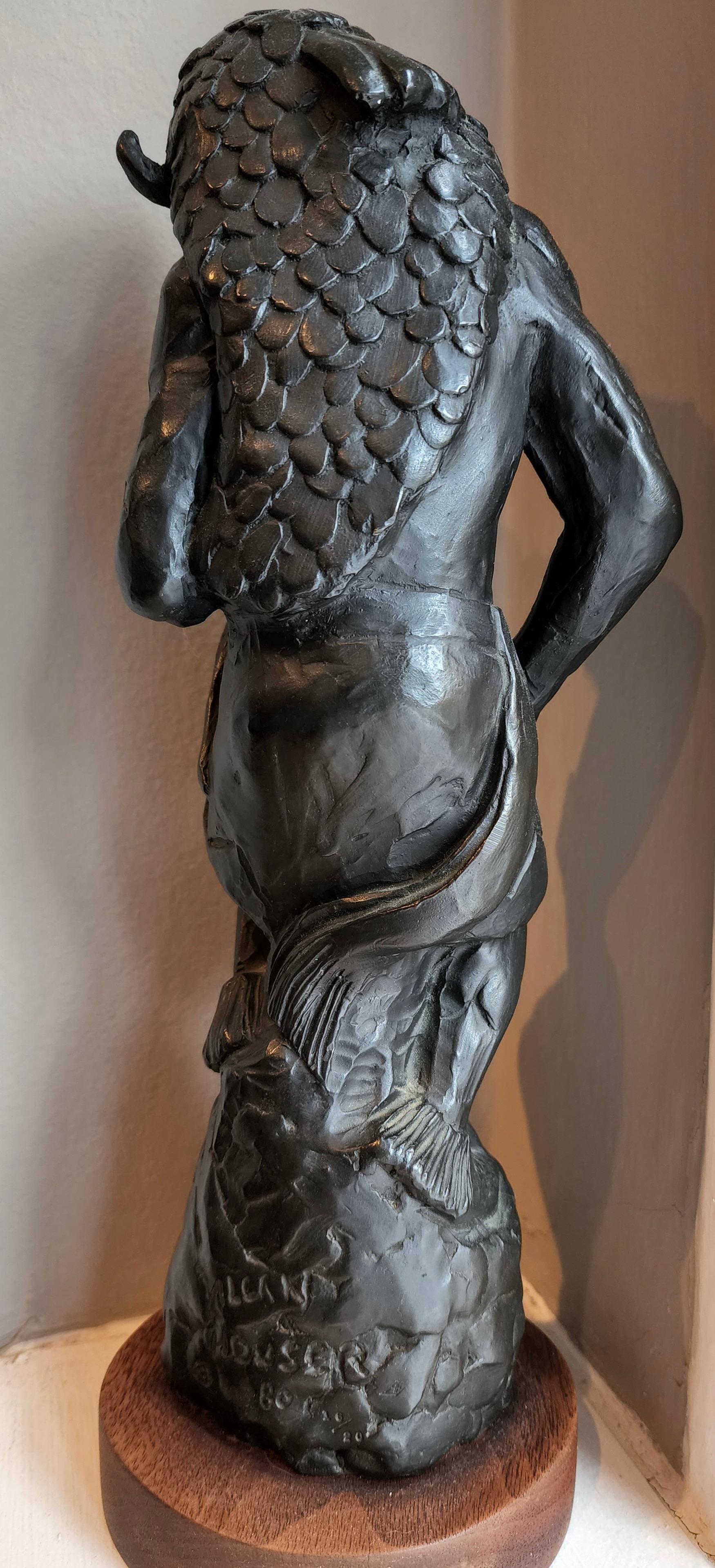 Buffalo Dance, bronze, sculpture, by Allan Houser, brown, casting, Pueblo, dancer - Sculpture by Allan Houser 
