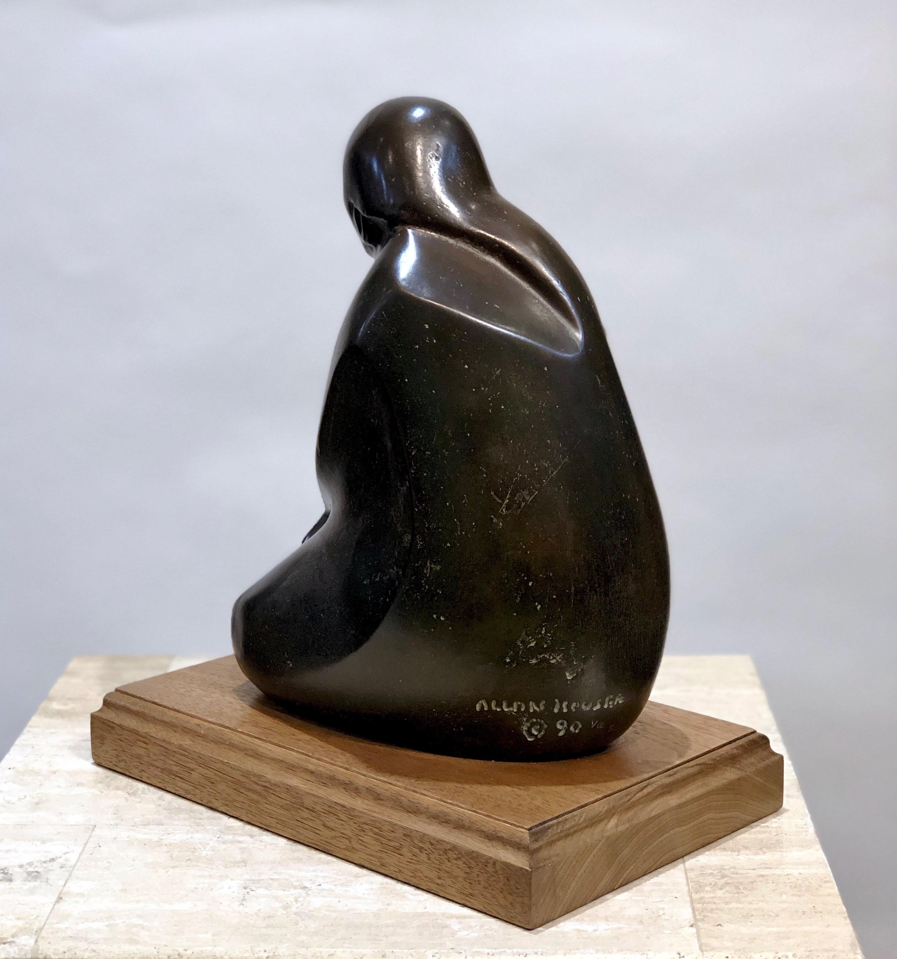 Almost Asleep by Allan Houser, mother and child bronze sculpture, edition, brown For Sale 3