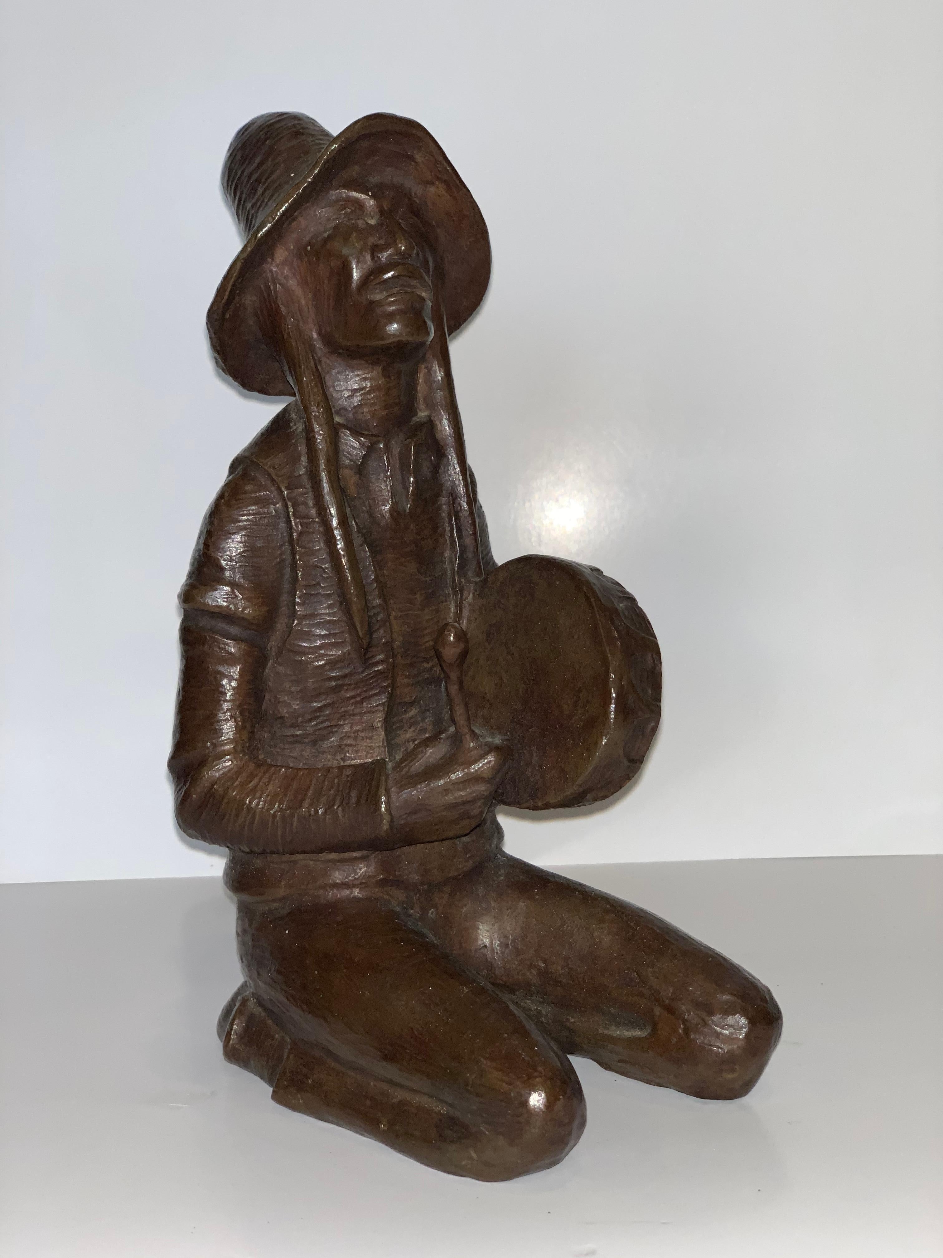Indian Drummer Bronze Edition 8/29 - Contemporary Sculpture by Allan Houser