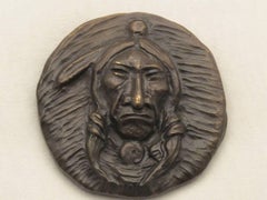 Médaillon indien de Plains, bronze, Nambe, Allan Houser, petit moulage de toute une vie